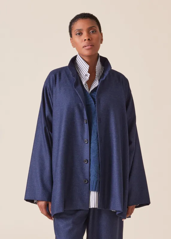 wool silk mix caucasus jacket with notch collar - long sold by eskandar