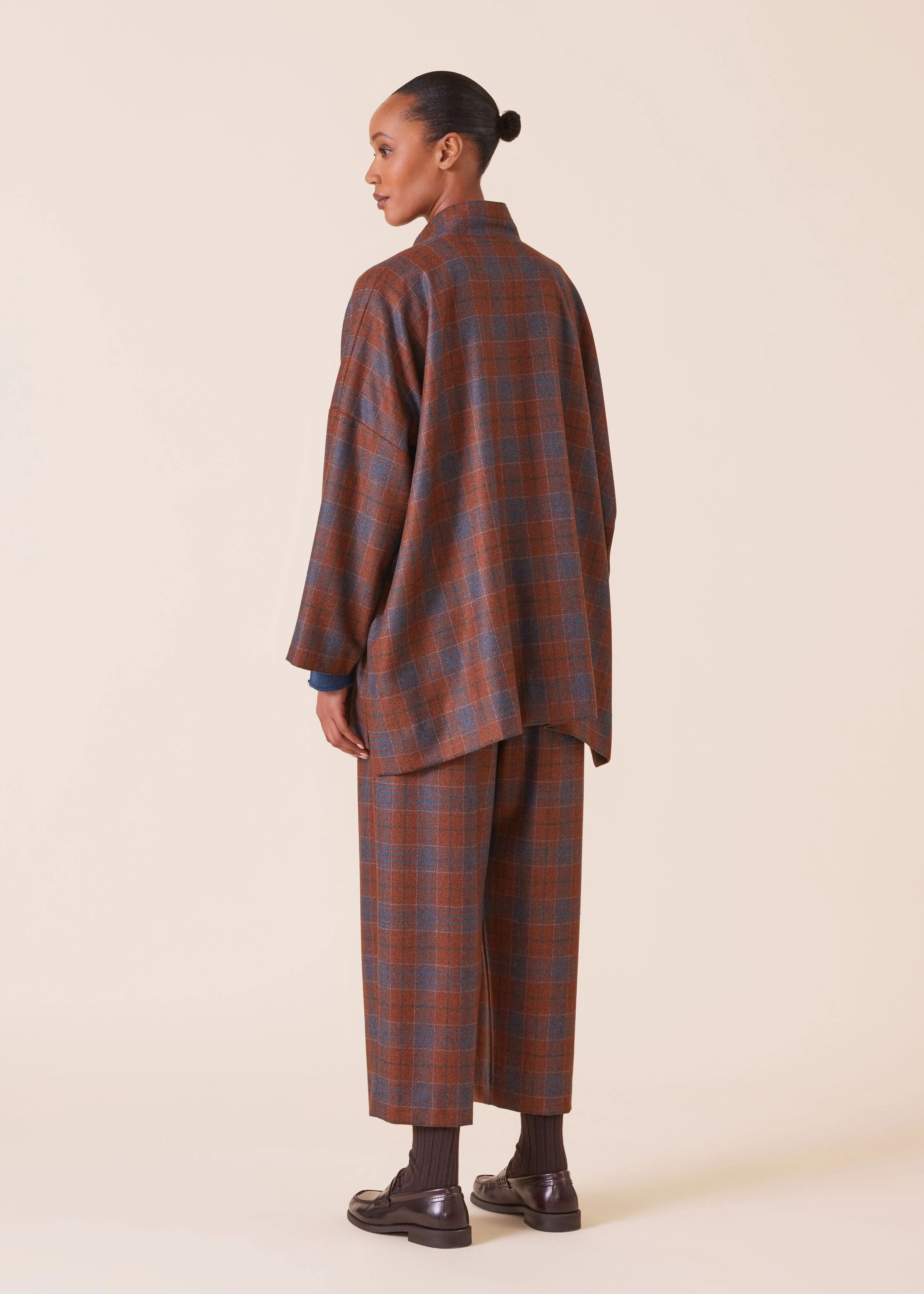 wool silk mix wide longer back double stand collar jacket - long sold by eskandar product image thumbnail 3