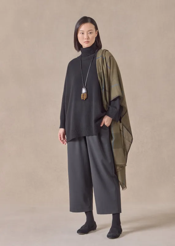 cashmere sloped shoulder roll neck sweater - long (black) sold by eskandar