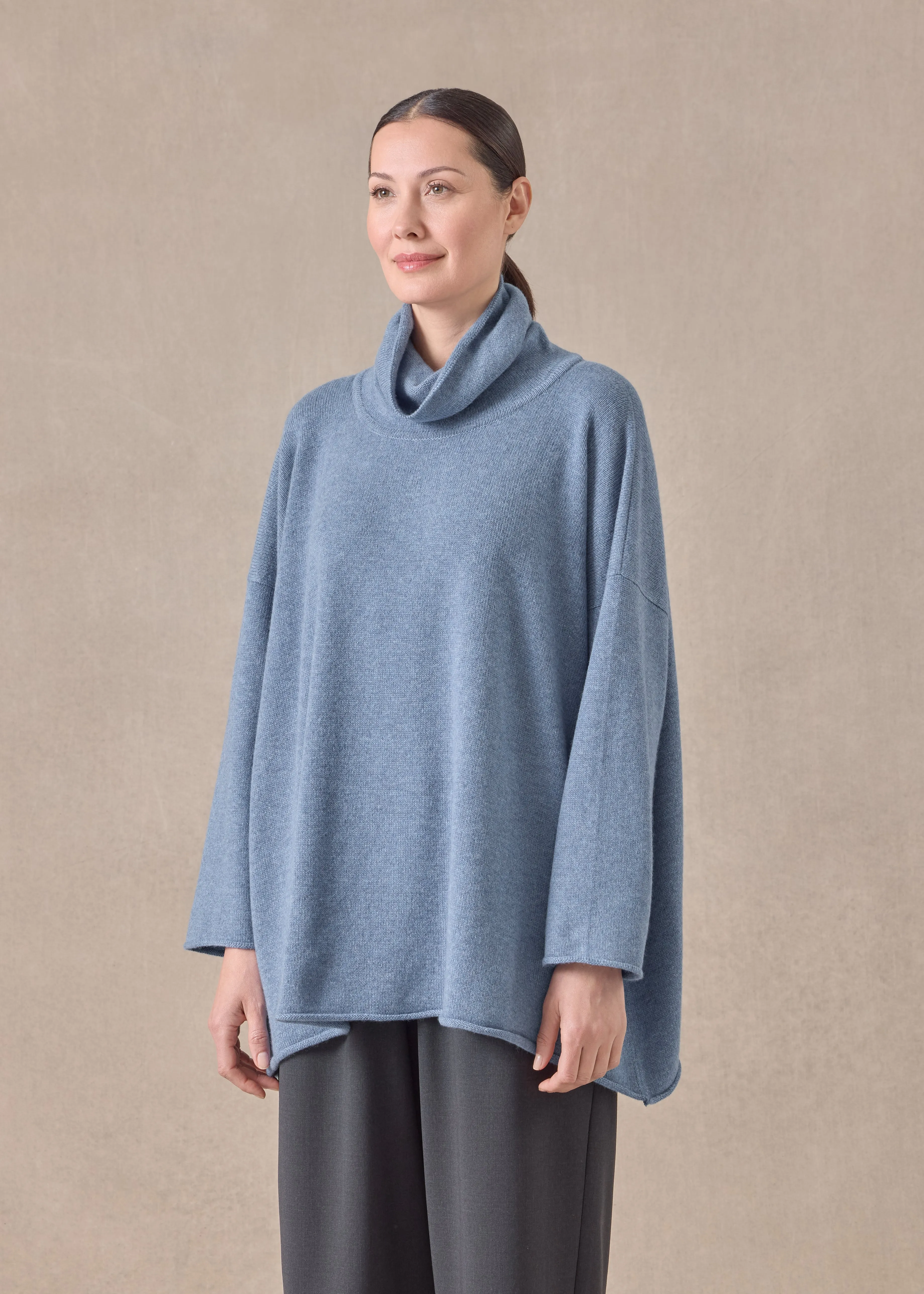cashmere knitted wide a-line monks top - mid plus sold by eskandar product image thumbnail 2