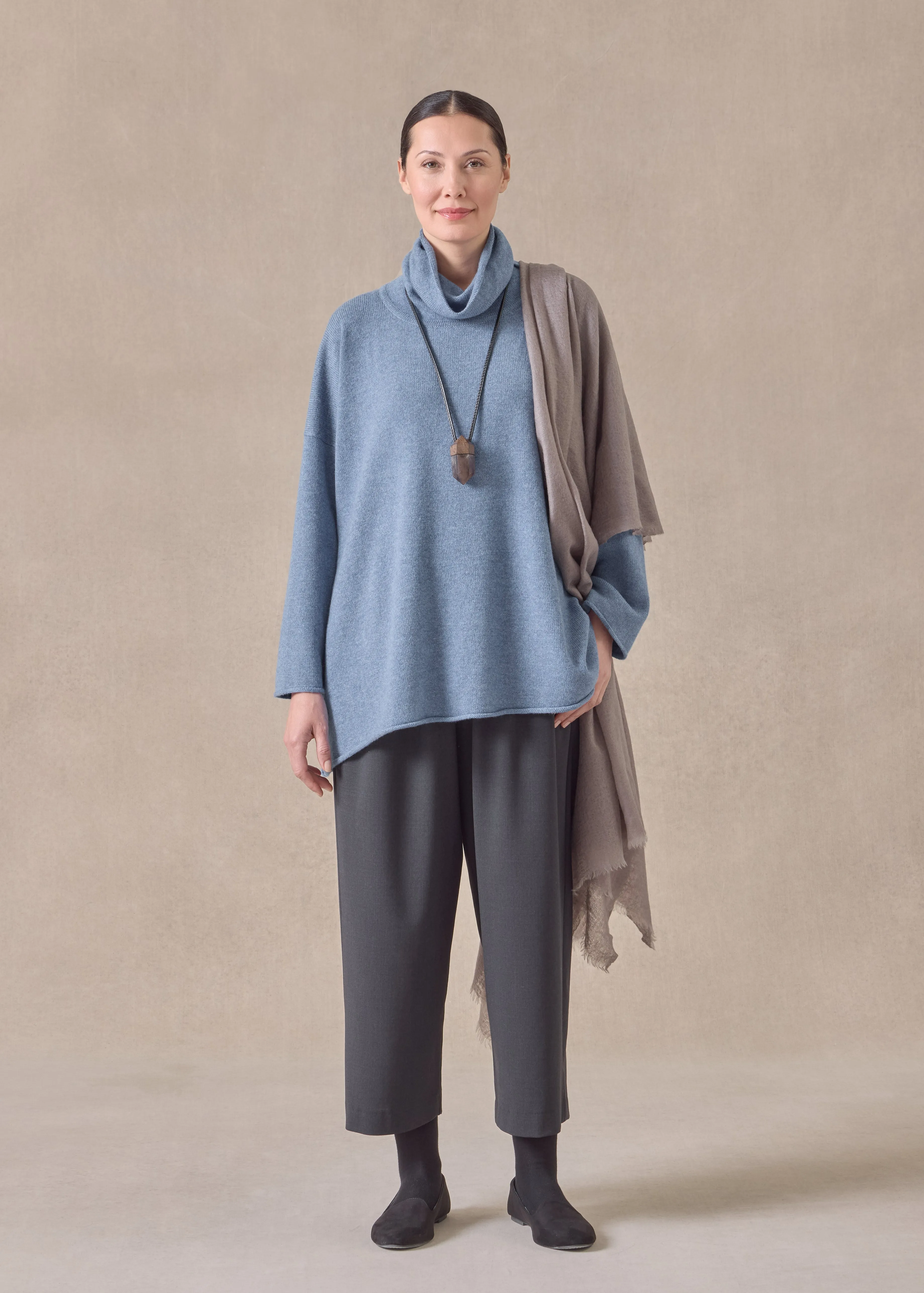 cashmere knitted wide a-line monks top - mid plus sold by eskandar