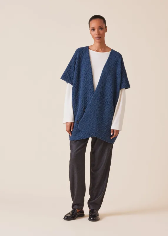 cashmere double breasted sleeveless knit cardigan - long plus sold by eskandar