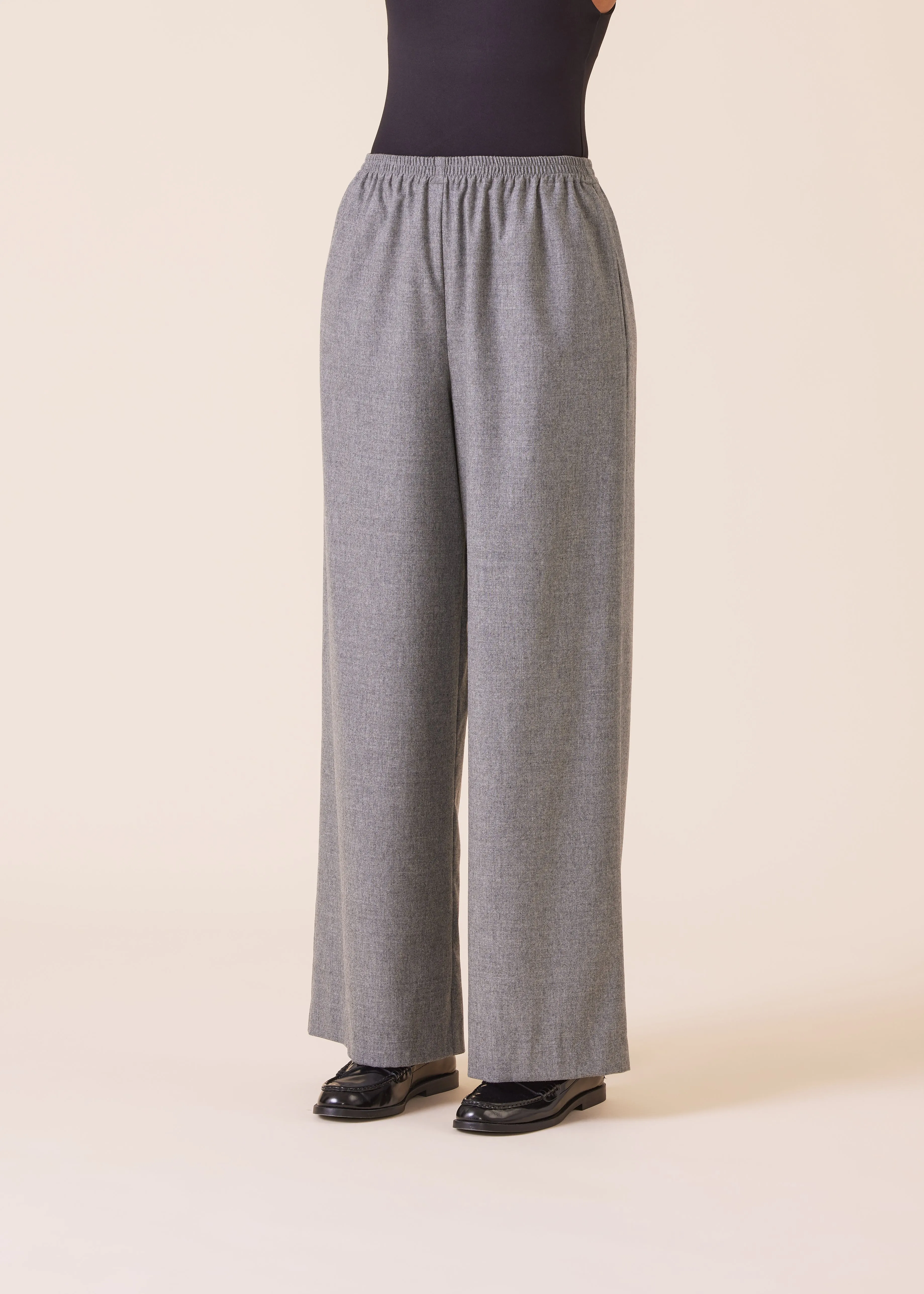 wool cashmere mix flared trouser (flannelgrey) sold by eskandar