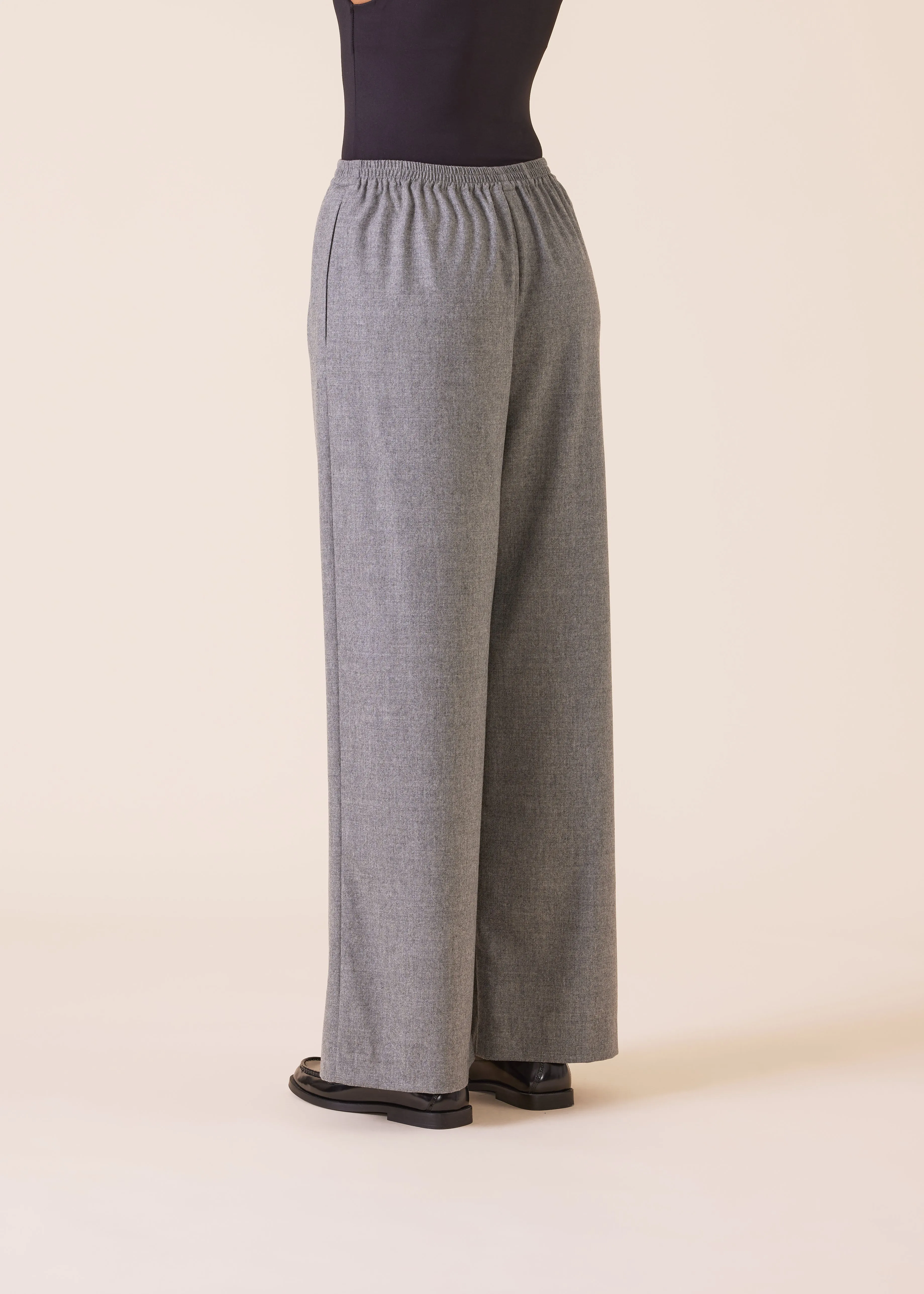 wool cashmere mix flared trouser (flannelgrey) sold by eskandar product image thumbnail 4