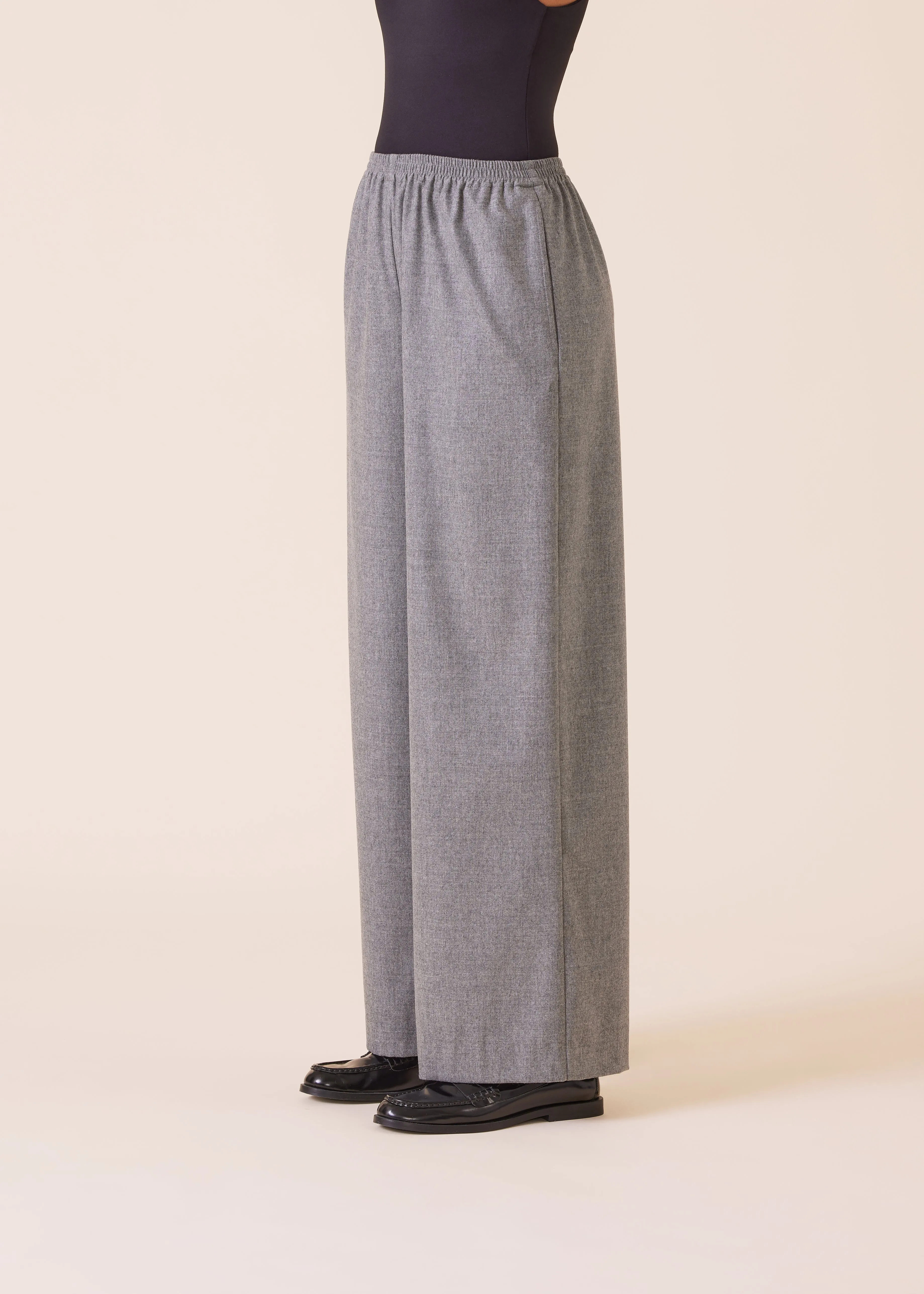 wool cashmere mix flared trouser (flannelgrey) sold by eskandar product image thumbnail 2