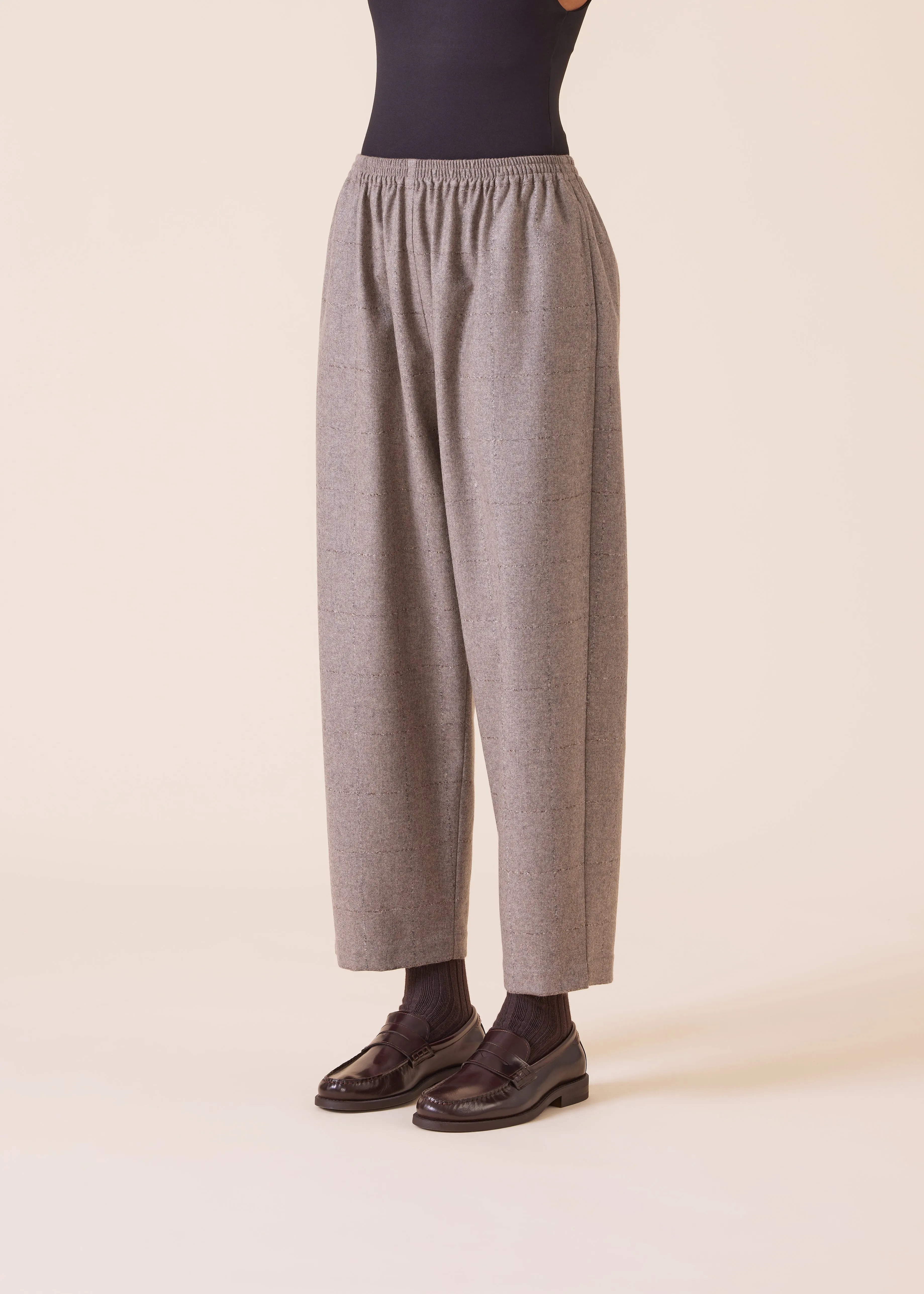 wool cashmere mix longer japanese trouser with ankle slits sold by eskandar product image thumbnail 2