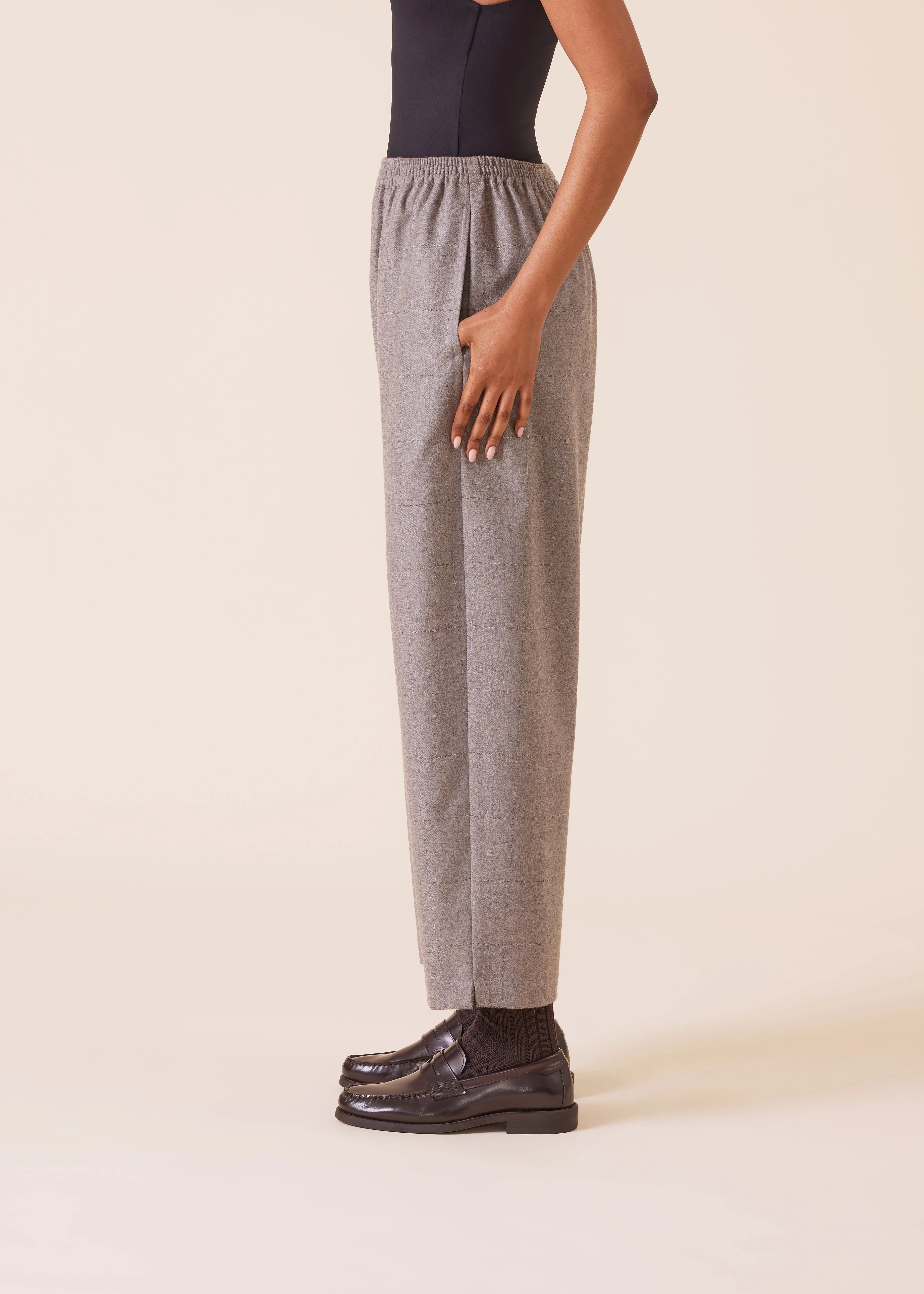 wool cashmere mix longer japanese trouser with ankle slits sold by eskandar product image thumbnail 3