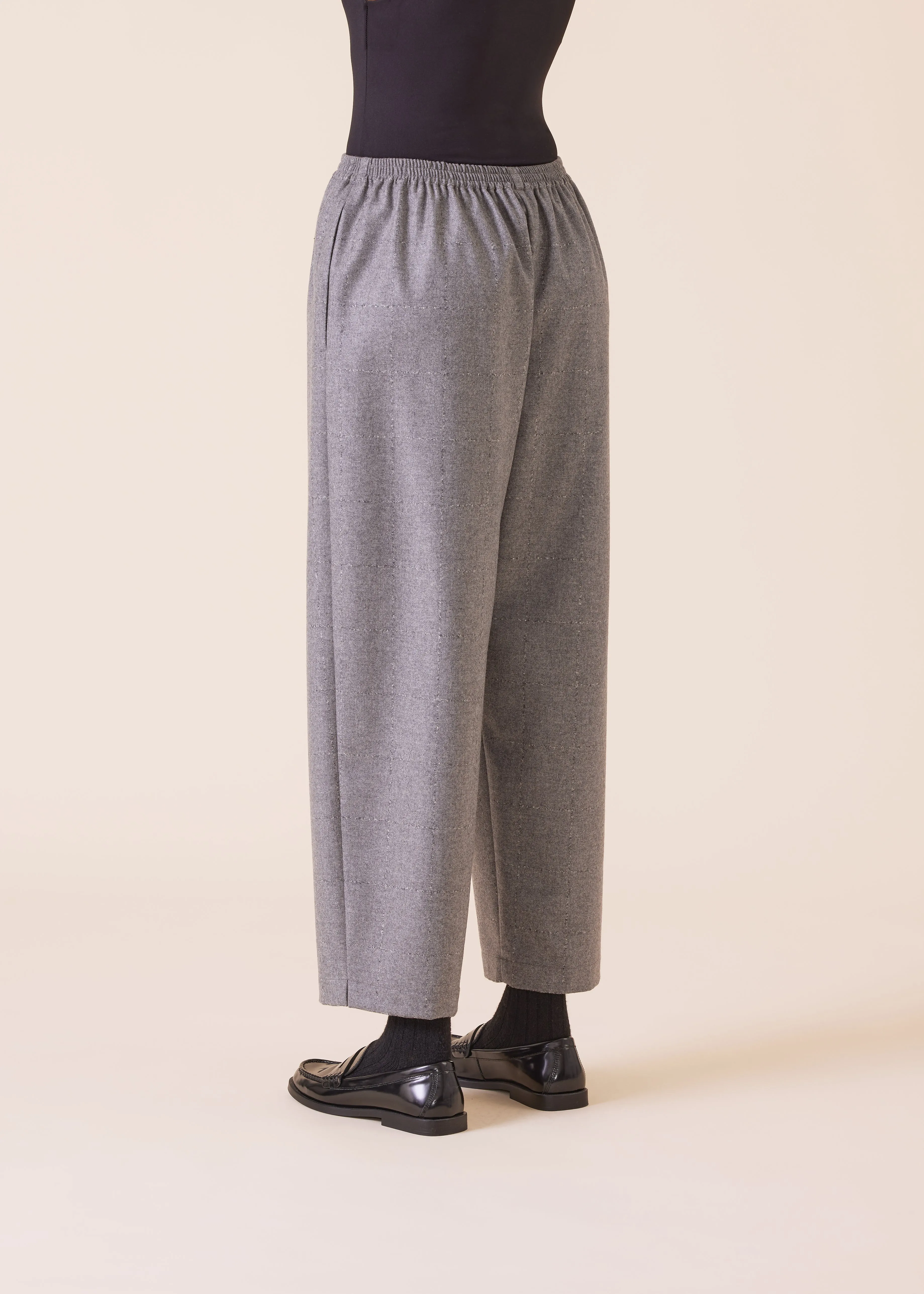 wool cashmere mix longer japanese trouser with ankle slits sold by eskandar product image thumbnail 3