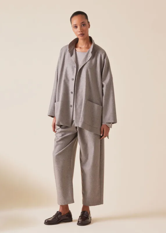 wool cashmere mix wide longer back double stand collar jacket - long sold by eskandar