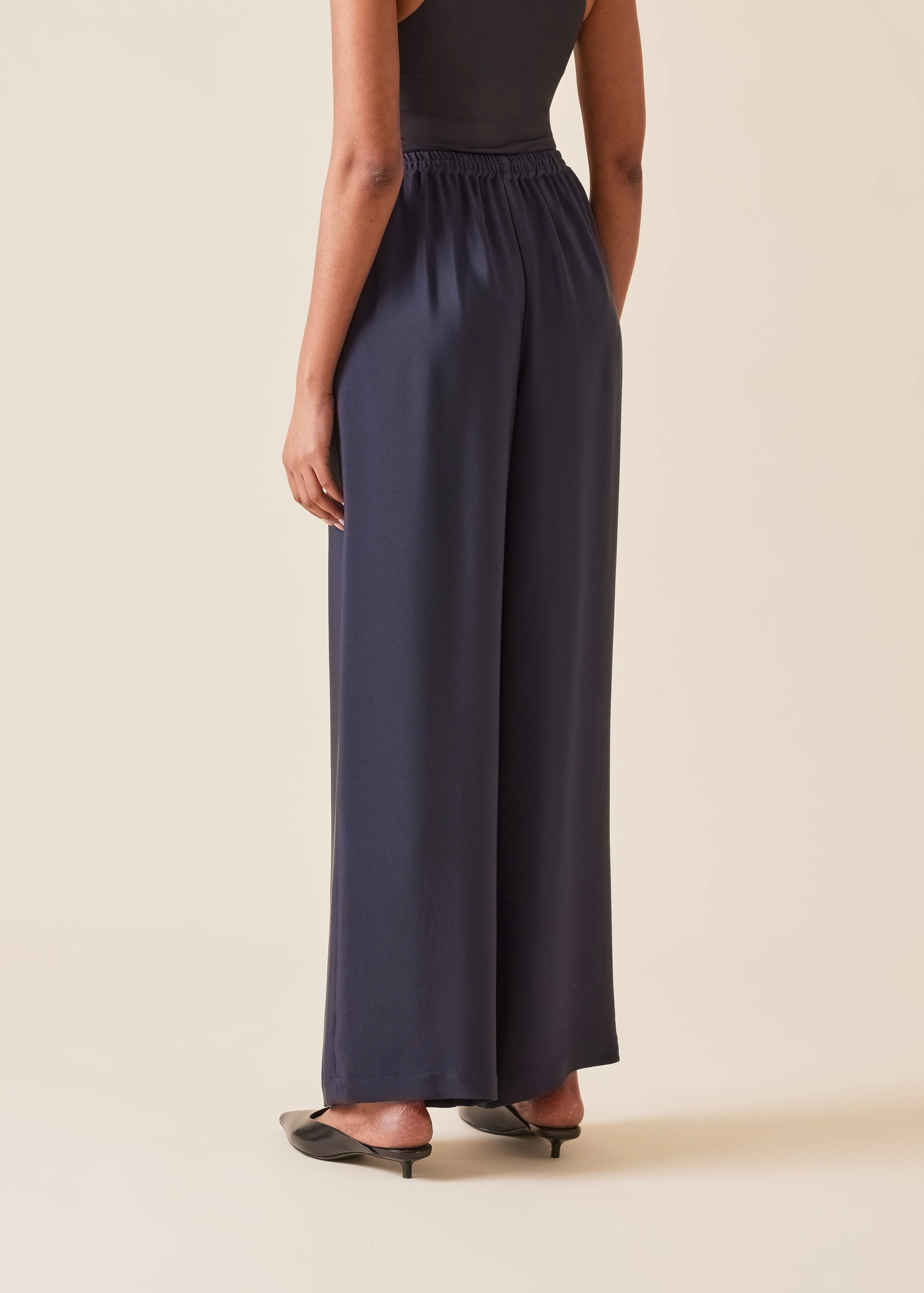 silk flared trouser (midnight) sold by eskandar product image thumbnail 2