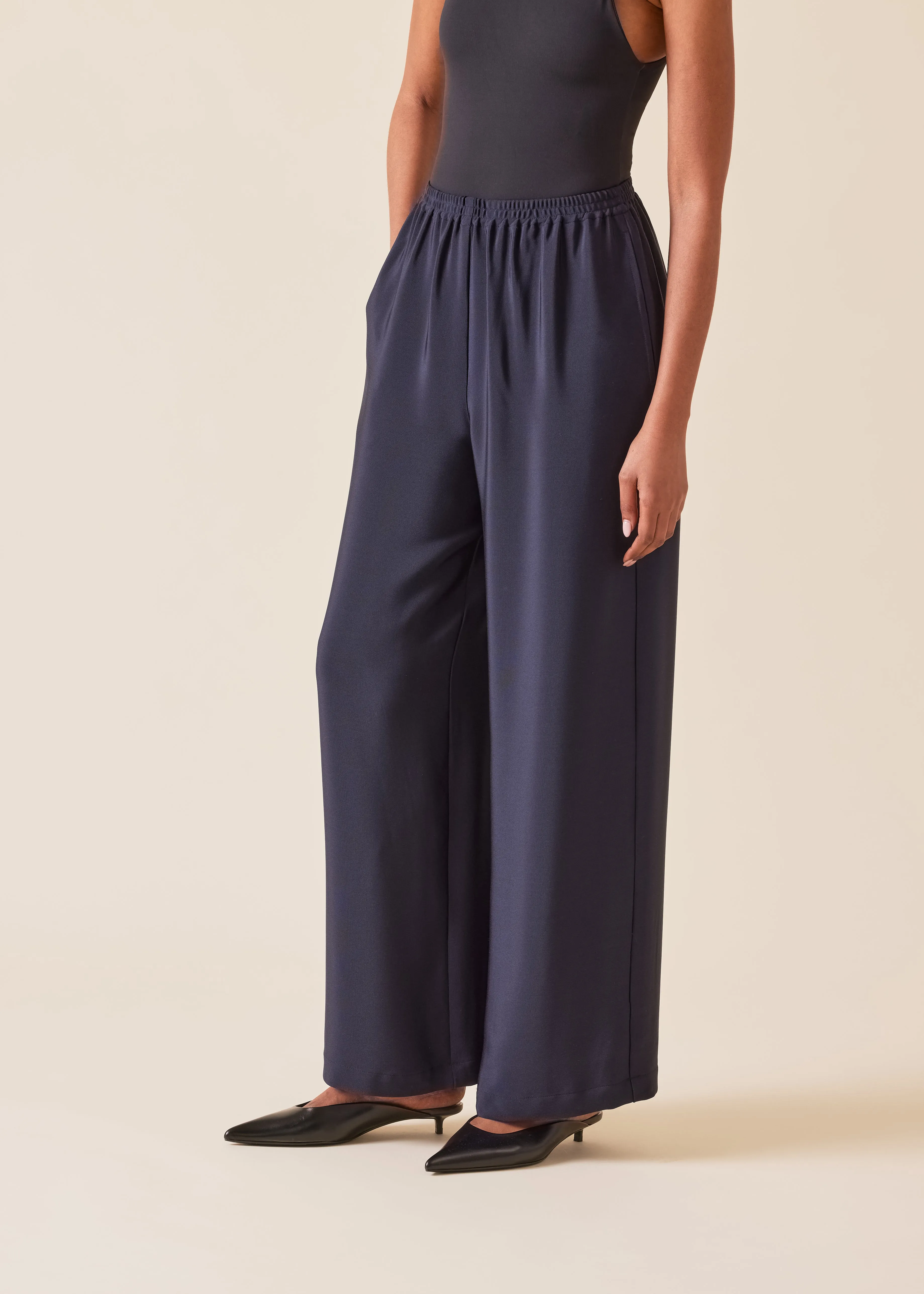 silk flared trouser (midnight) sold by eskandar product image thumbnail 3