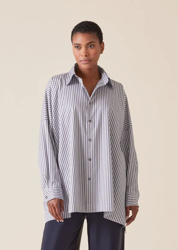cotton wide longer back shirt with collar - long sold by eskandar