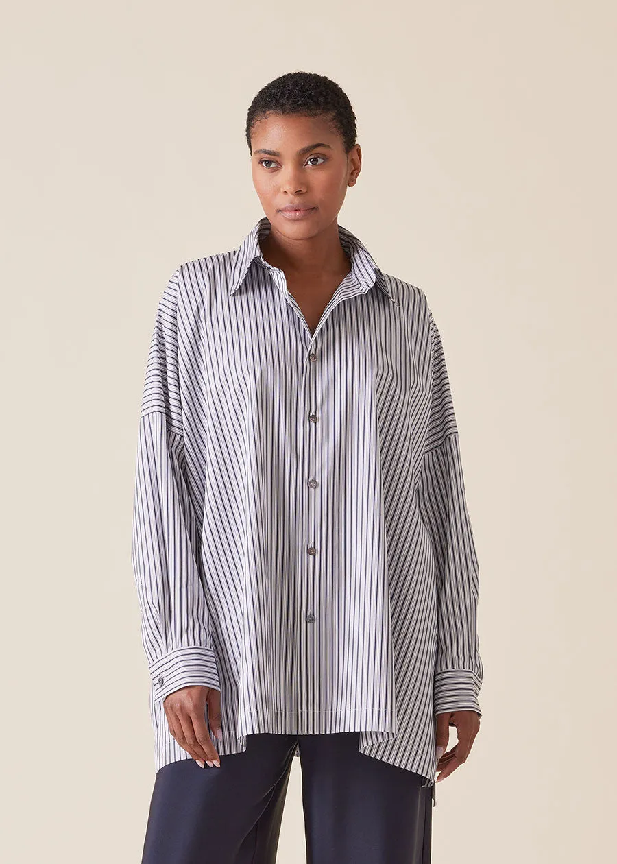 cotton wide longer back shirt with collar - long sold by eskandar