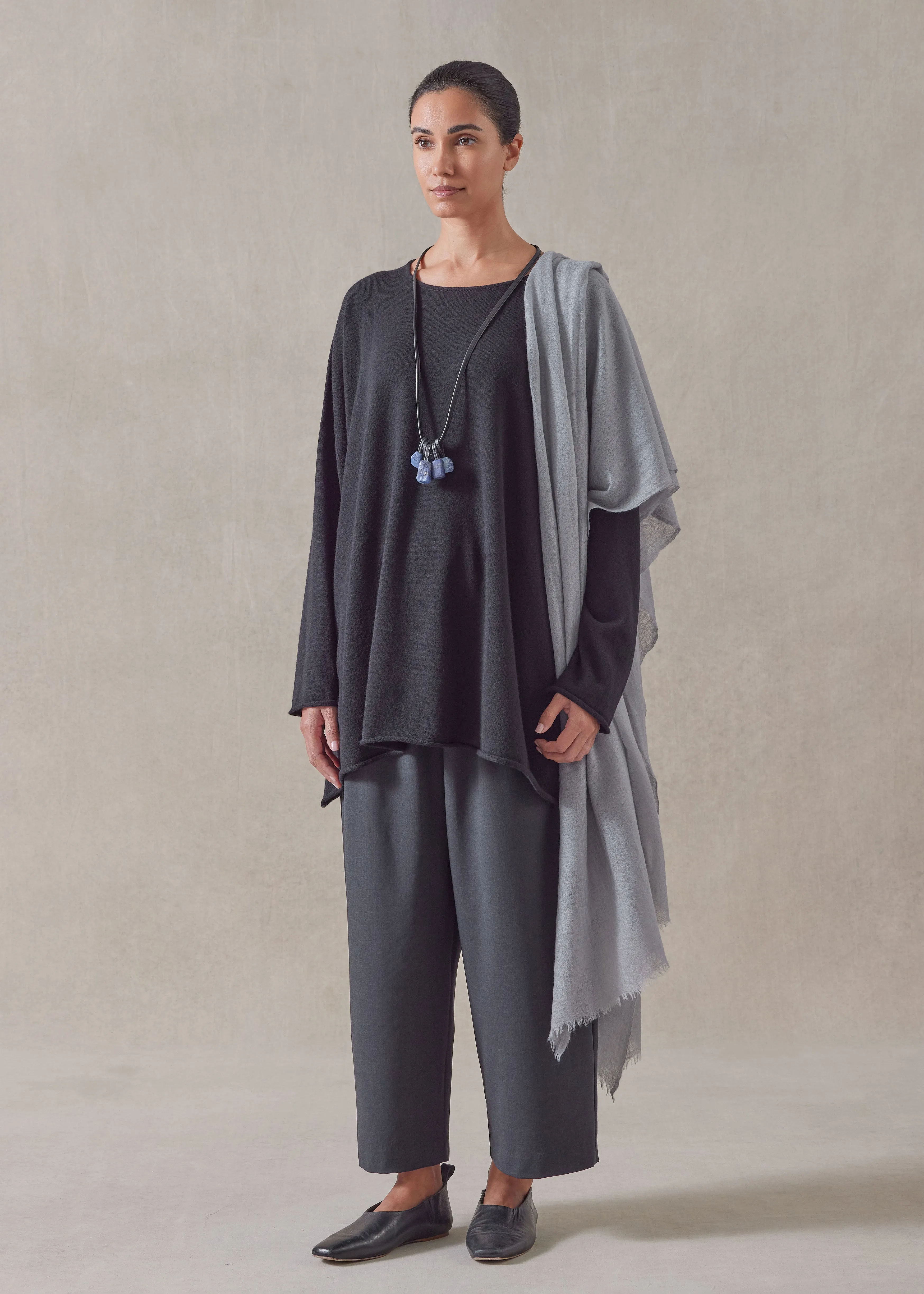 cashmere a-line bateau neck sweater - long sold by eskandar