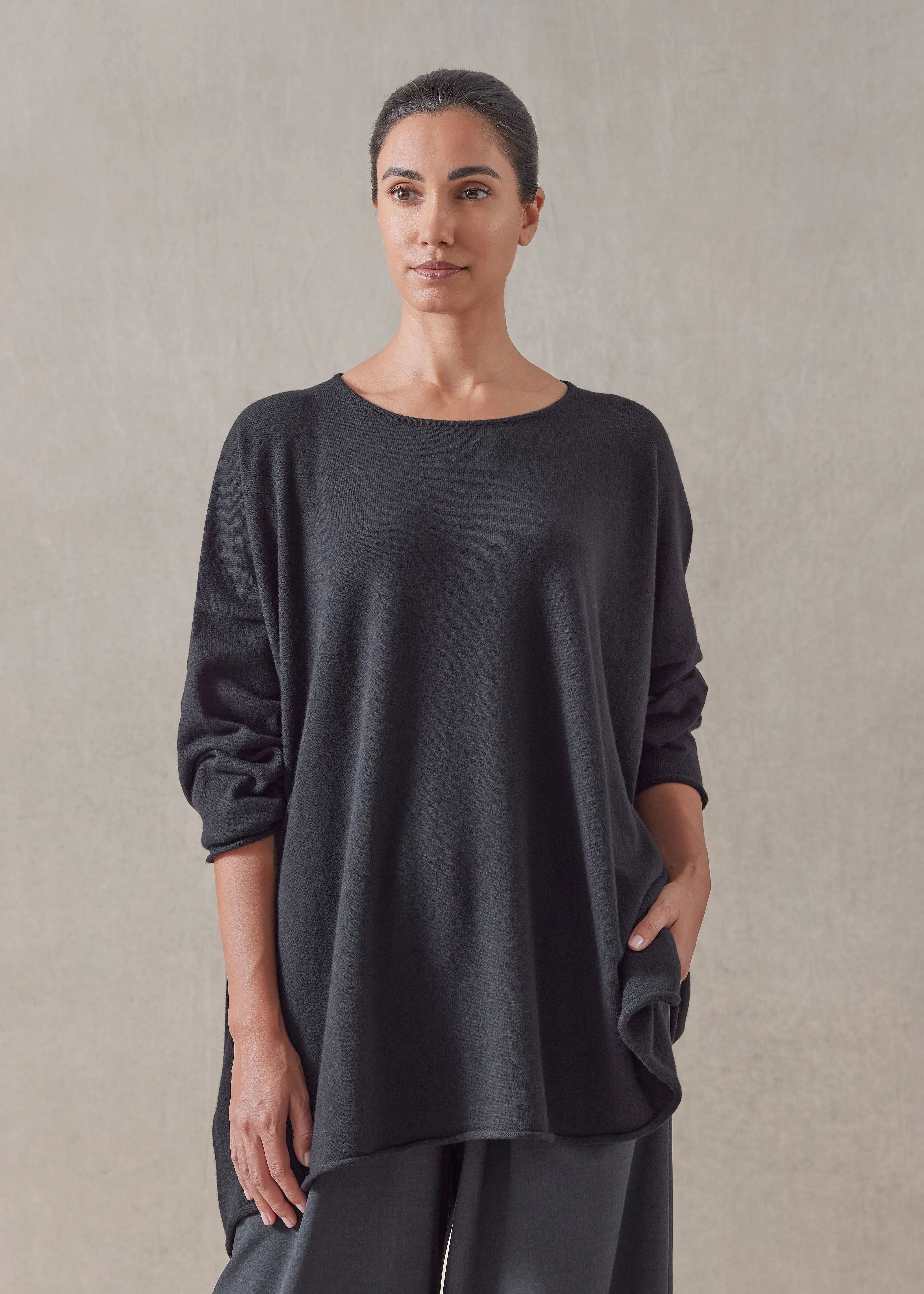 cashmere a-line bateau neck sweater - long sold by eskandar product image thumbnail 5