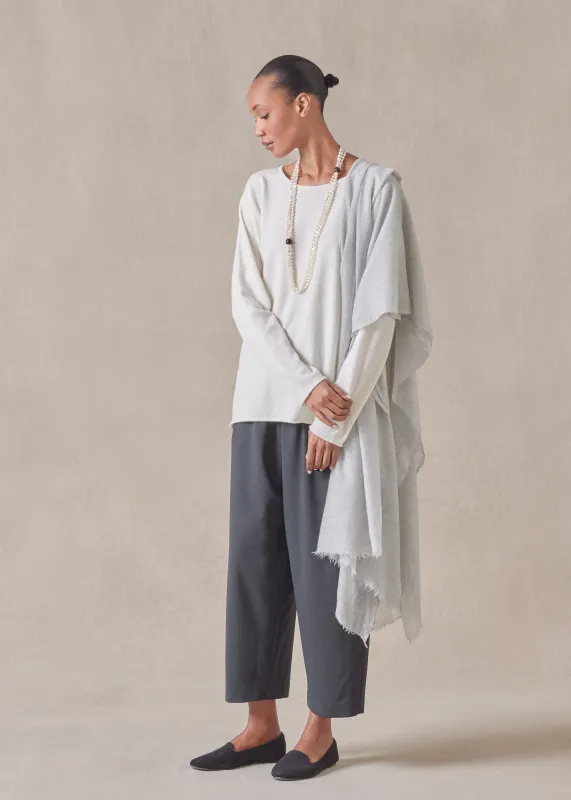 cashmere slim sleeve raw edge bateau neck  sweater - mid plus sold by eskandar