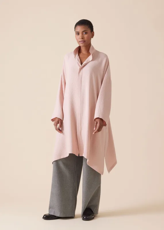 silk wide a-line double stand collar shirt - very long with slits sold by eskandar