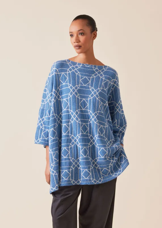cashmere square 3/4 sleeve sweater - long sold by eskandar