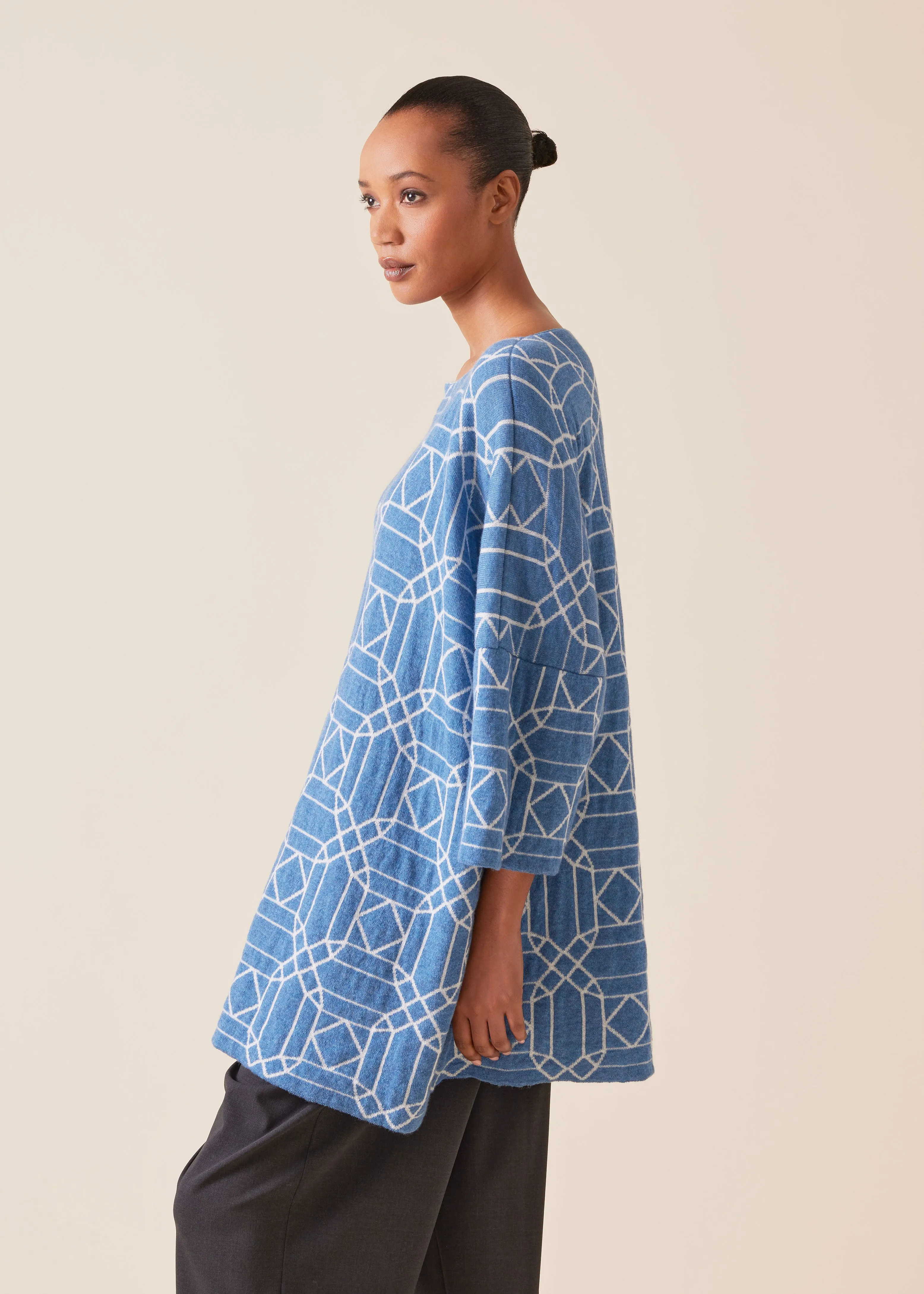 cashmere square 3/4 sleeve sweater - long sold by eskandar product image thumbnail 2