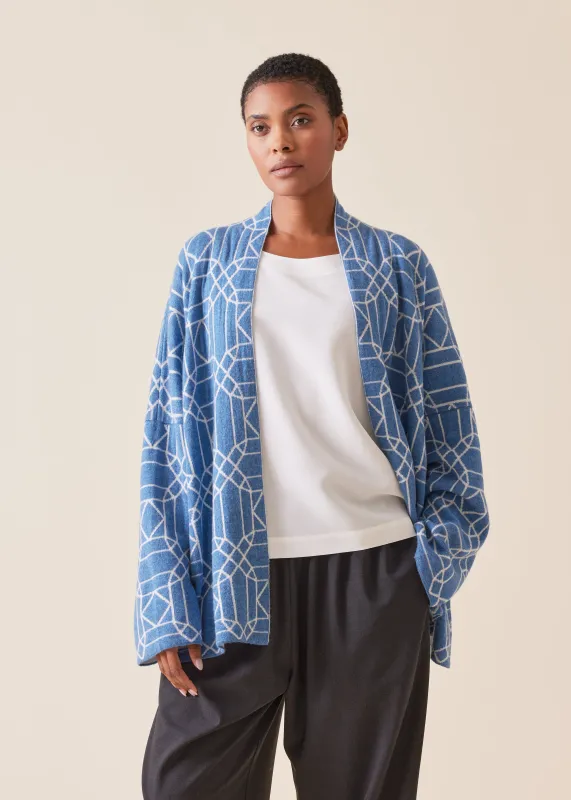 cashmere knitted scrunch shawl collar cardigan - mid sold by eskandar