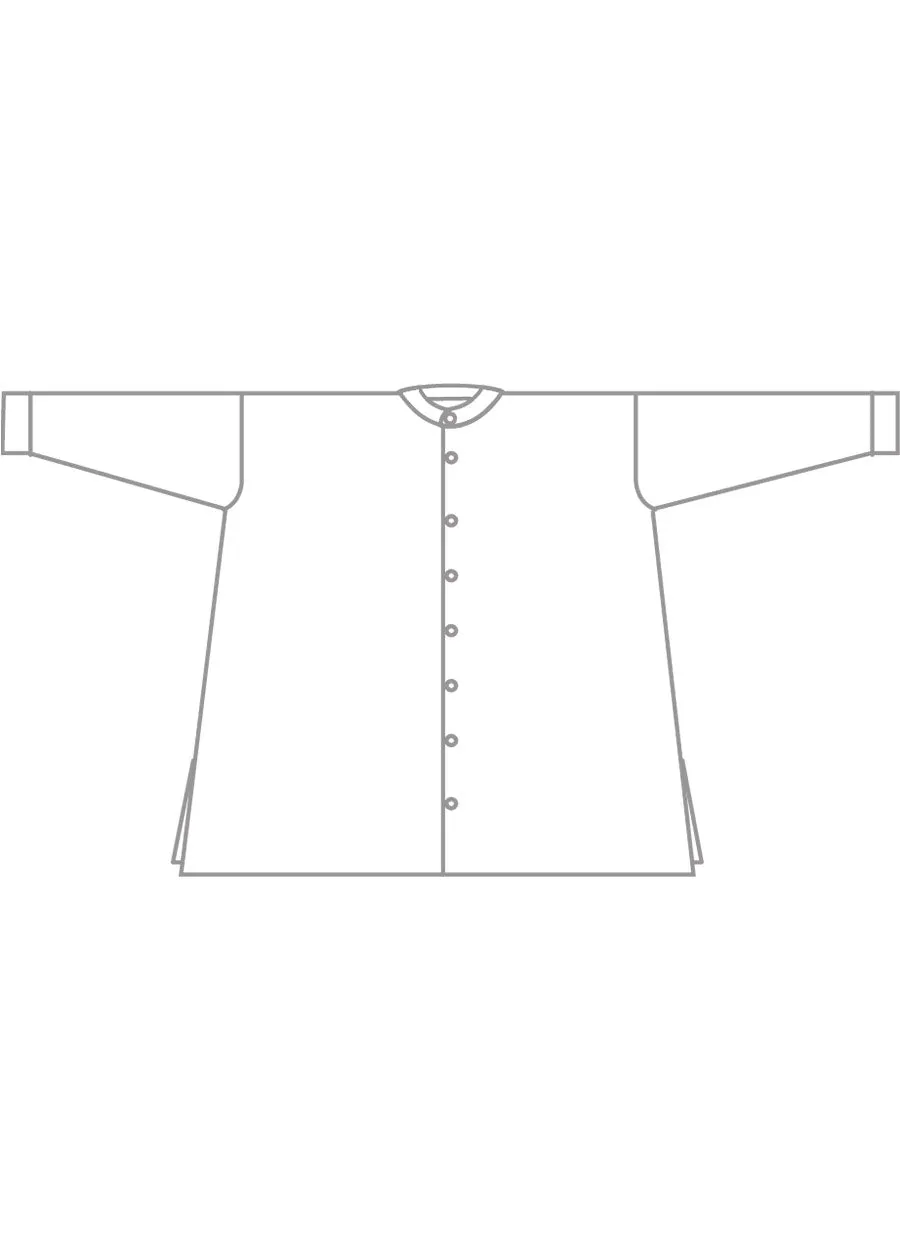 cotton wide a-line collarless classic shirt - long plus sold by eskandar product image thumbnail 5