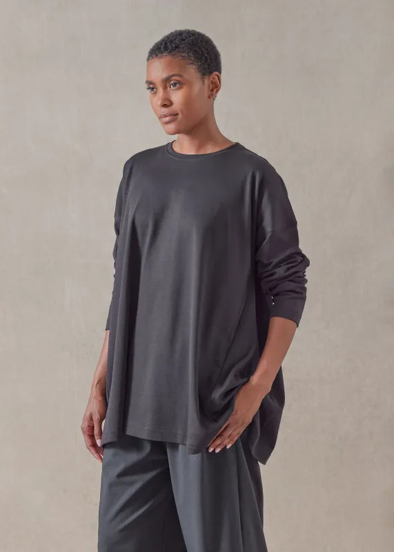 cotton jersey side panelled round neck t-shirt - mid plus sold by eskandar