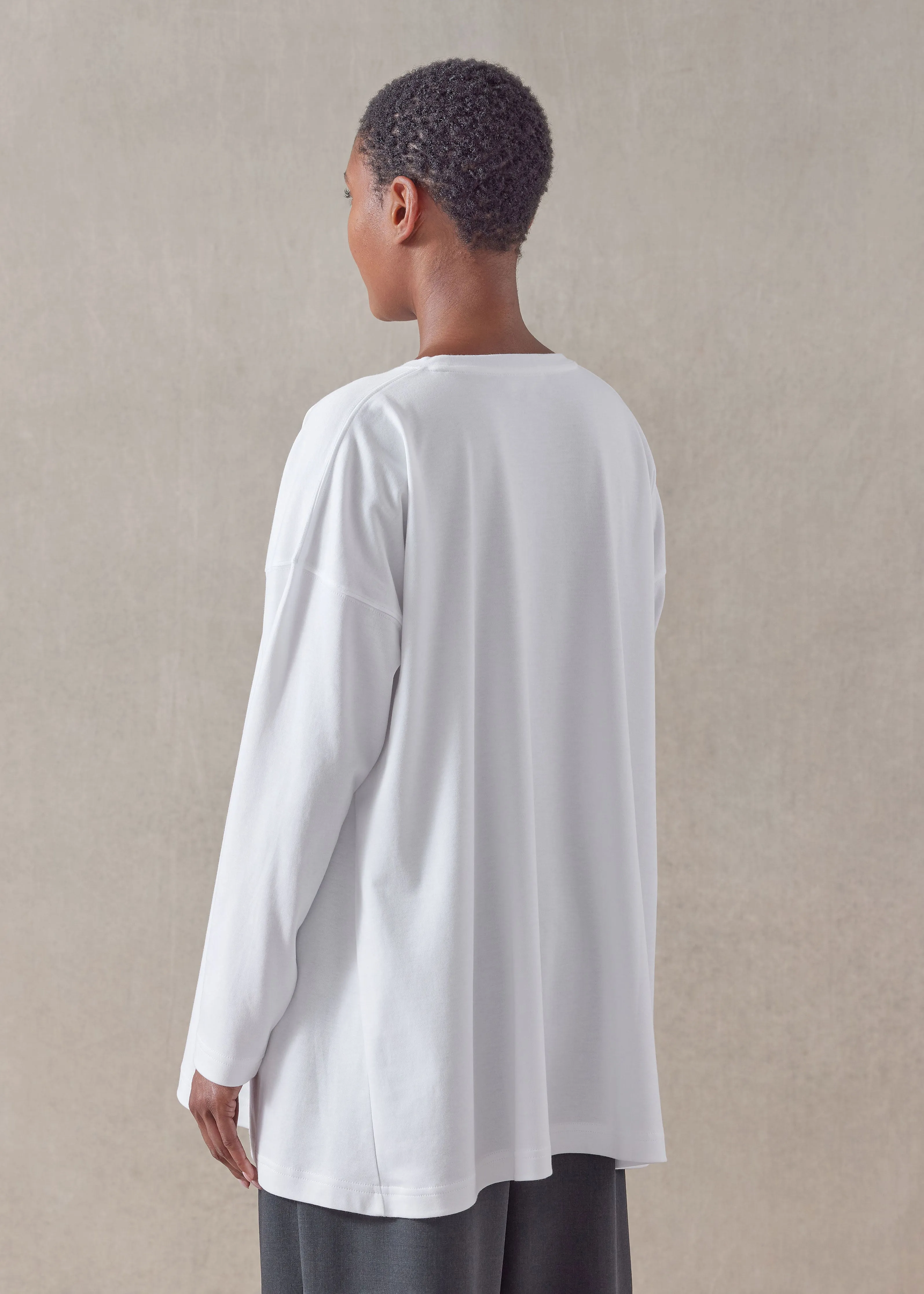 cotton jersey long sleeve round neck t-shirt - long sold by eskandar product image thumbnail 3