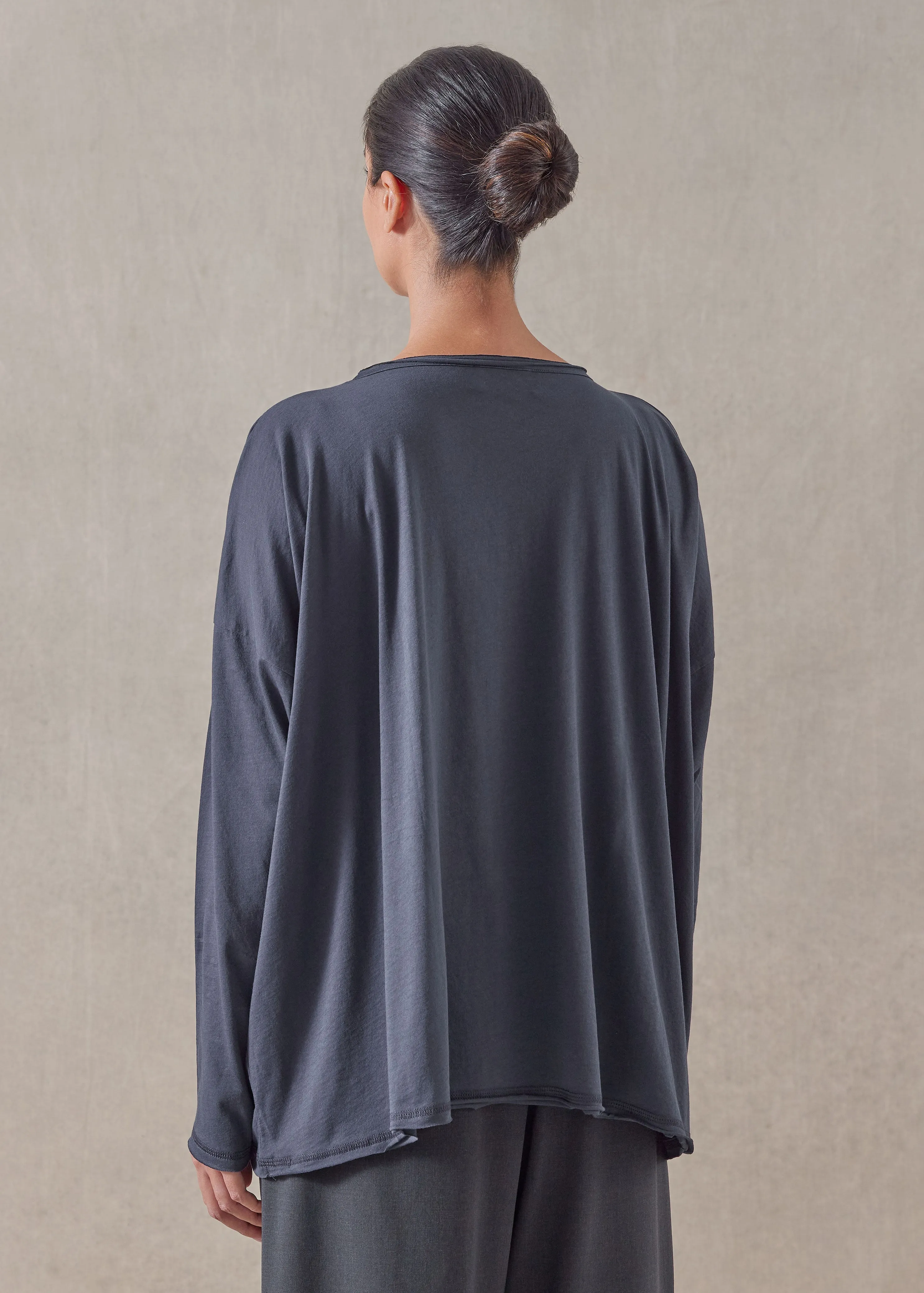 cotton jersey long sleeve double edge scoop neck - mid plus sold by eskandar product image thumbnail 4