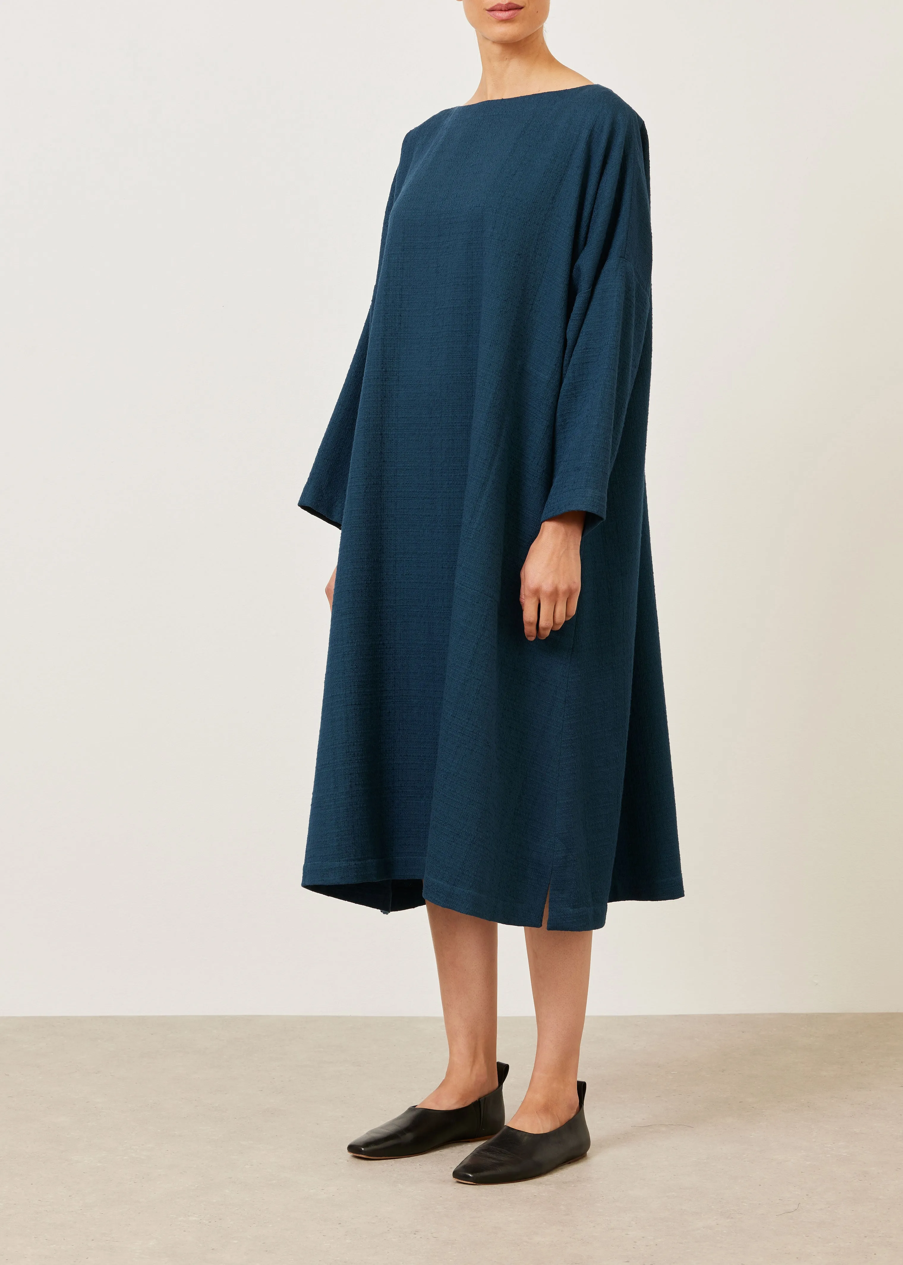 textured cotton imperial scoop neck dress sold by eskandar