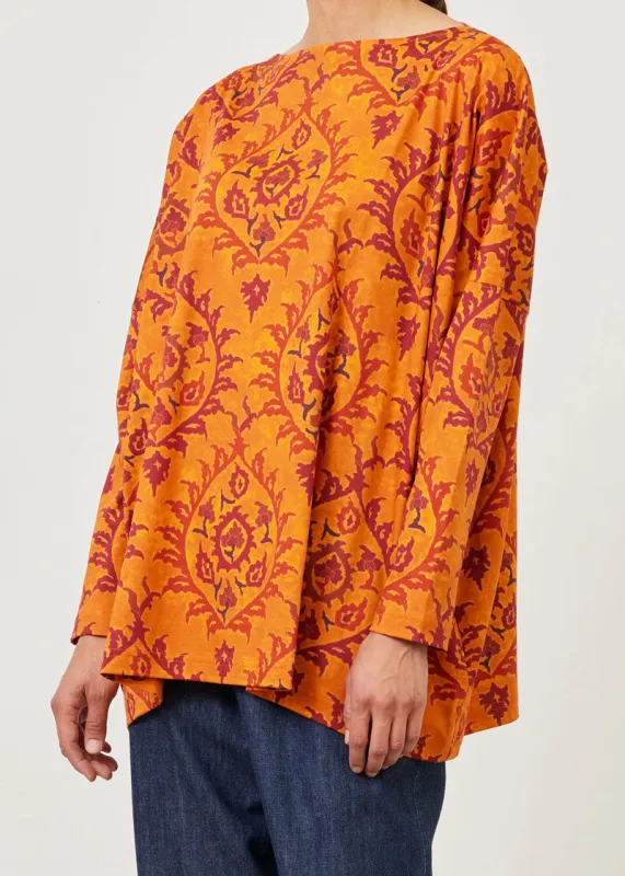 cotton jersey wide slim sleeve slash neck jersey t-shirt - long sold by eskandar