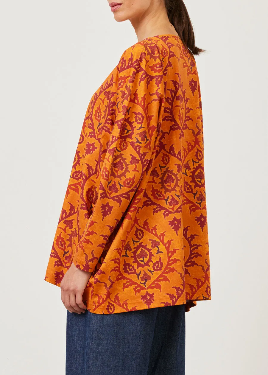 cotton jersey wide slim sleeve slash neck jersey t-shirt - long sold by eskandar product image thumbnail 3