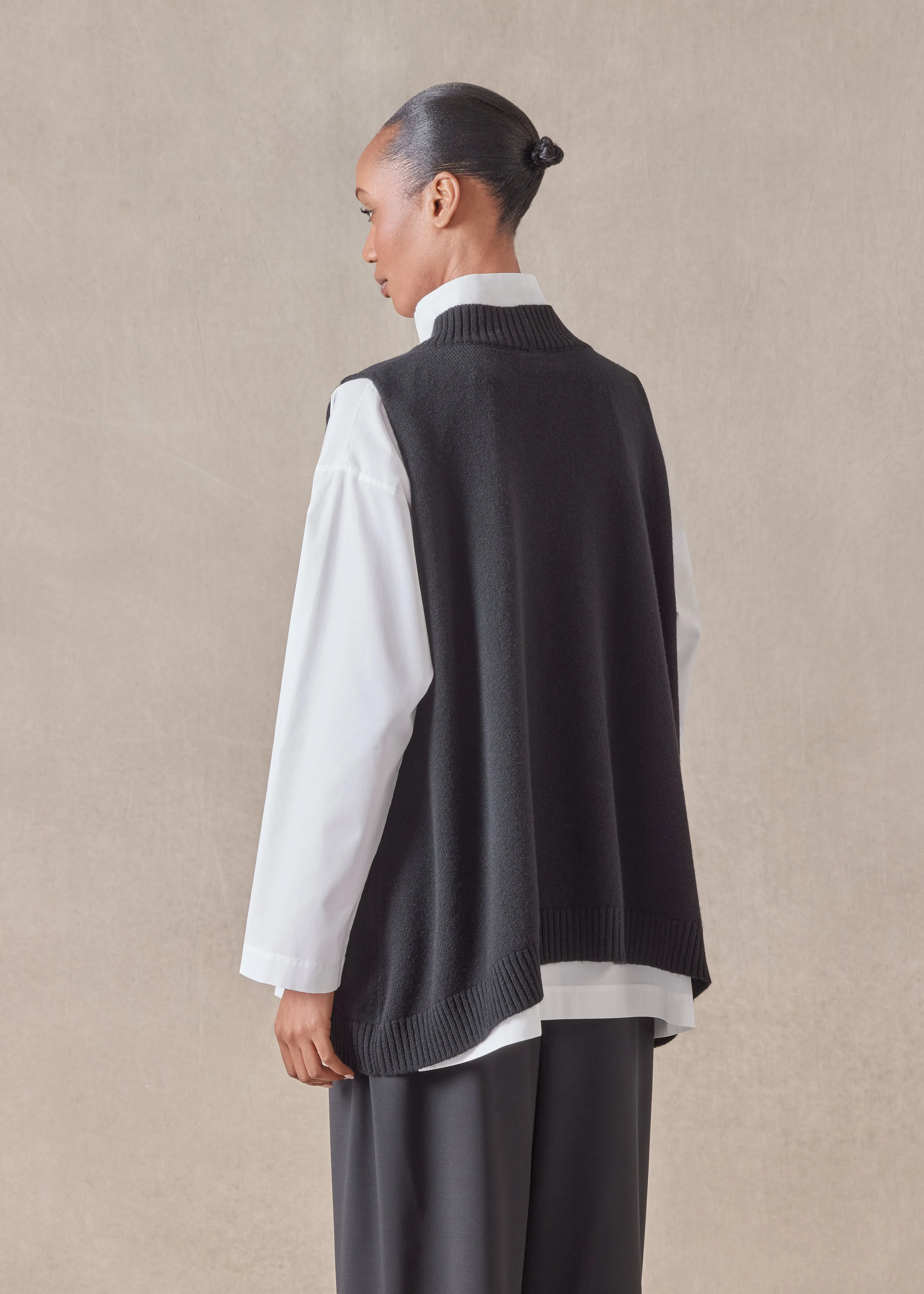 cashmere a-line sleeveless deep v-neck sweater - mid plus sold by eskandar product image thumbnail 4