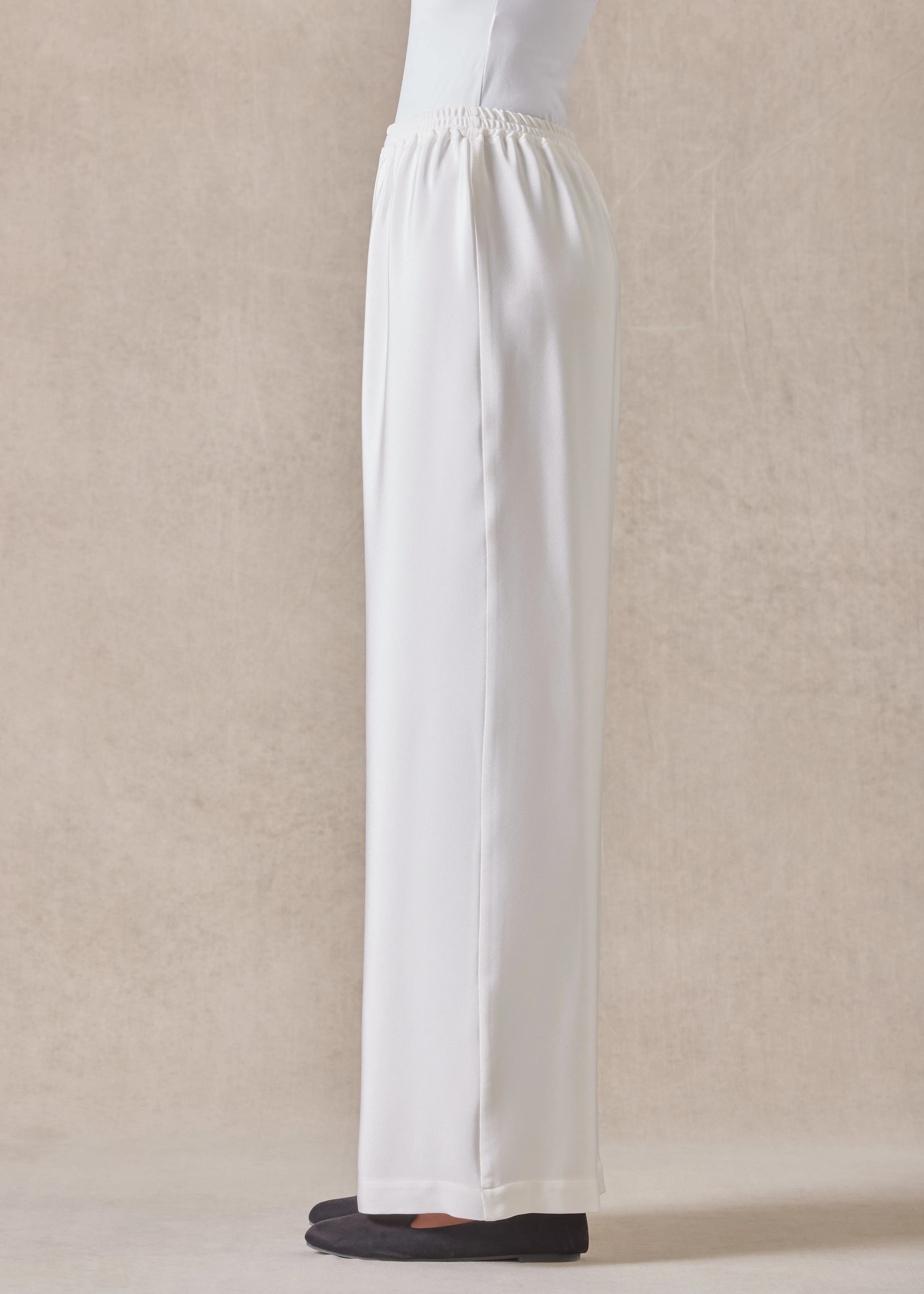 silk flared trouser (white) sold by eskandar product image thumbnail 4