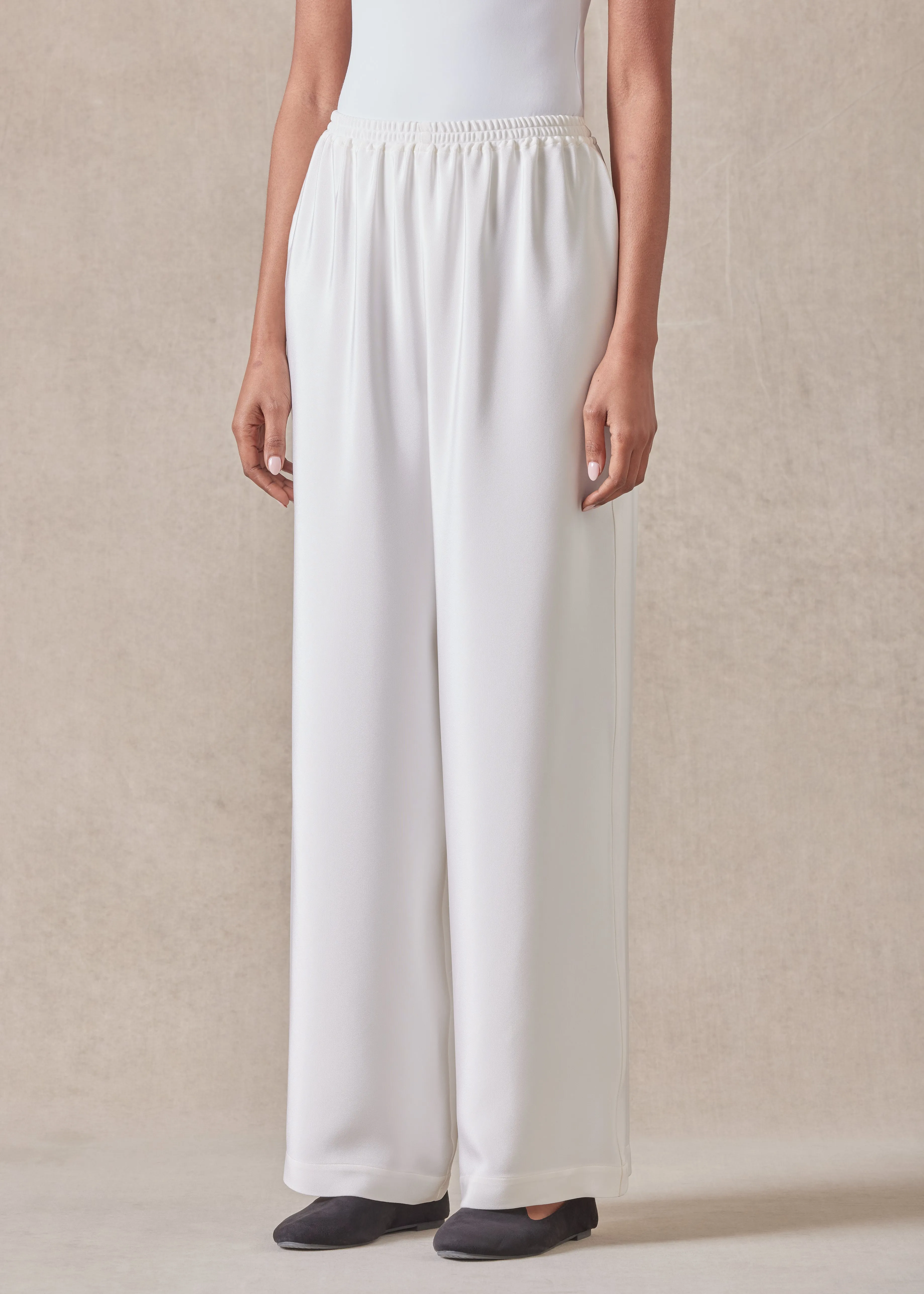 silk flared trouser (white) sold by eskandar product image thumbnail 2