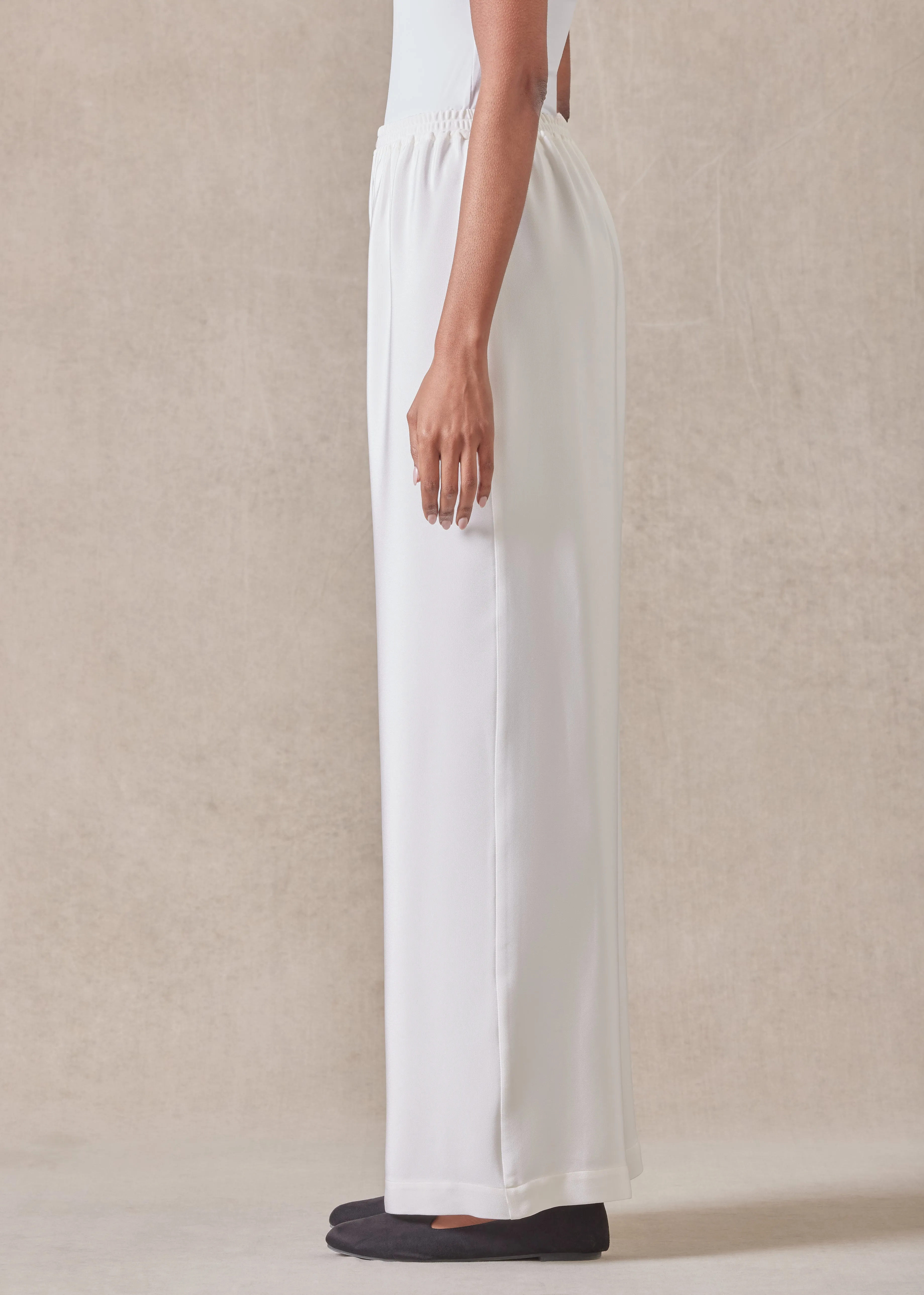 silk flared trouser (white) sold by eskandar product image thumbnail 3