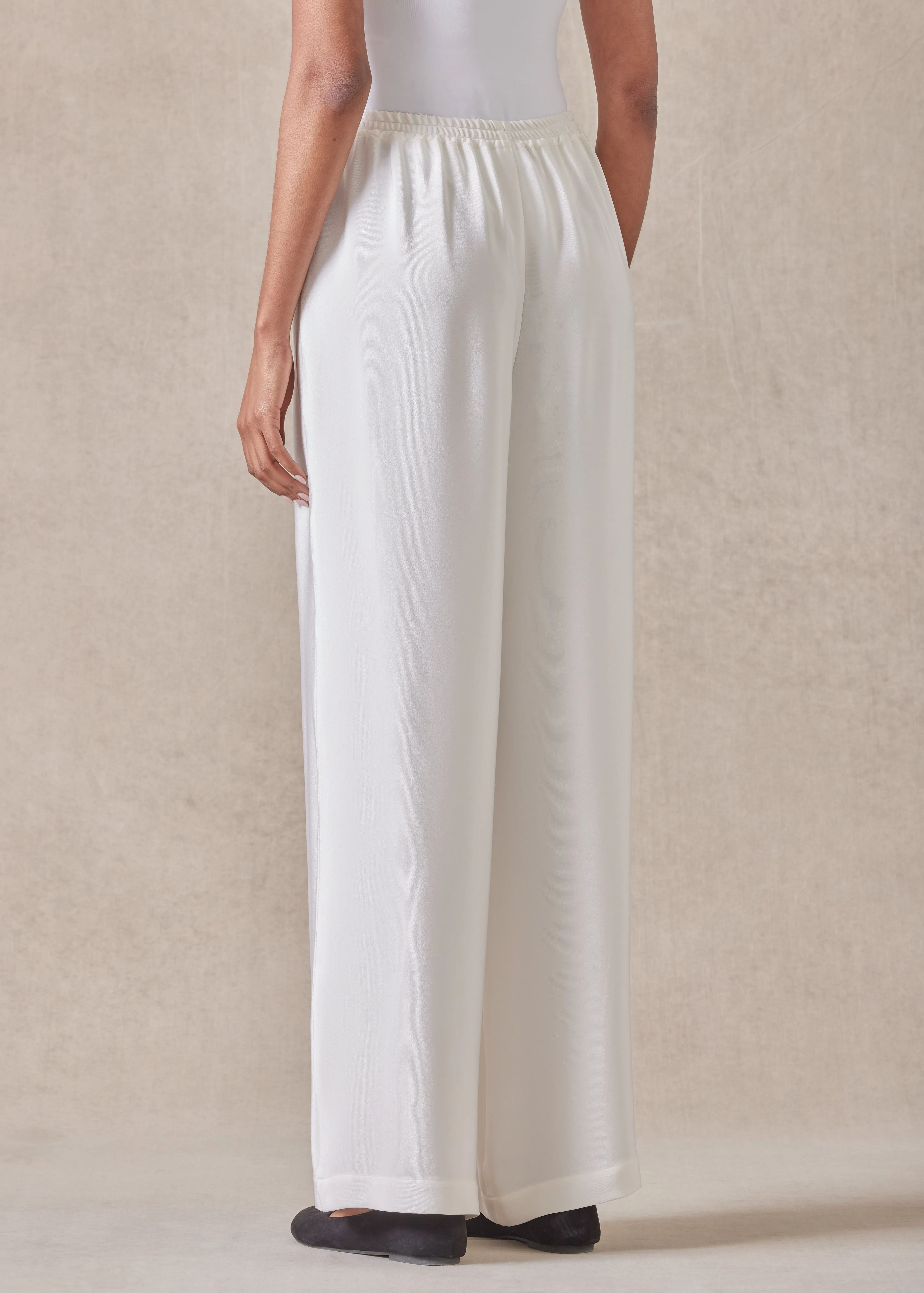 silk flared trouser (white) sold by eskandar product image thumbnail 5