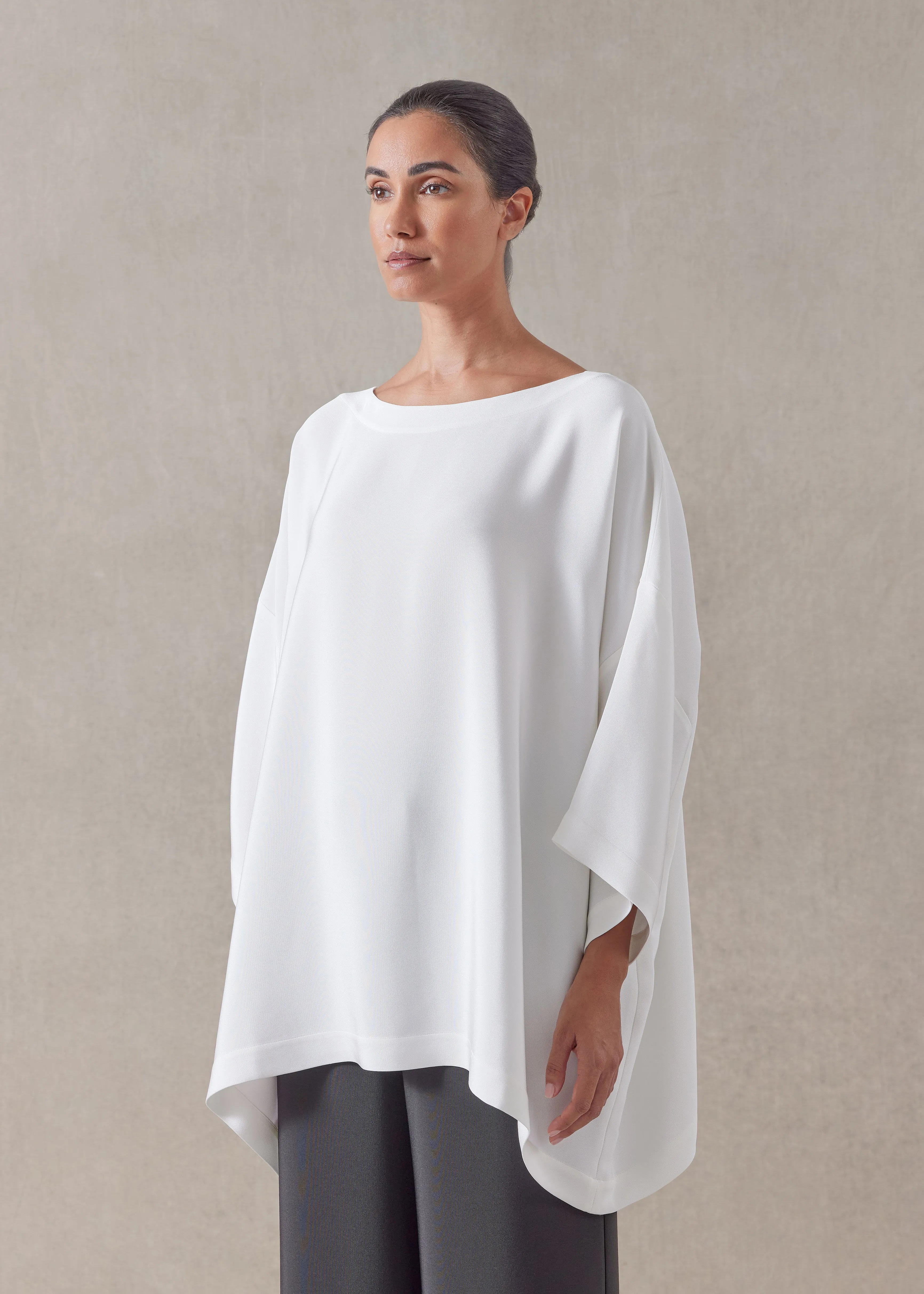 silk 3/4 sleeve bateau neck tunic - long sold by eskandar product image thumbnail 2