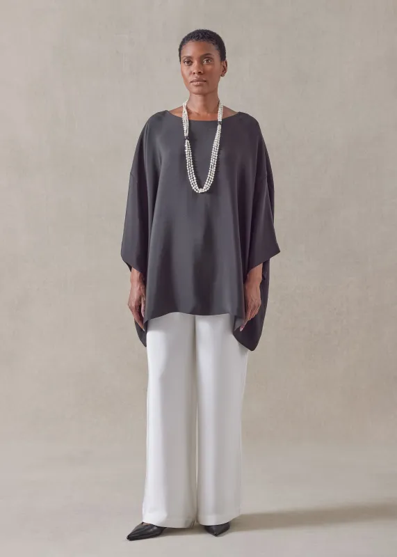silk 3/4 sleeve bateau neck tunic - long sold by eskandar