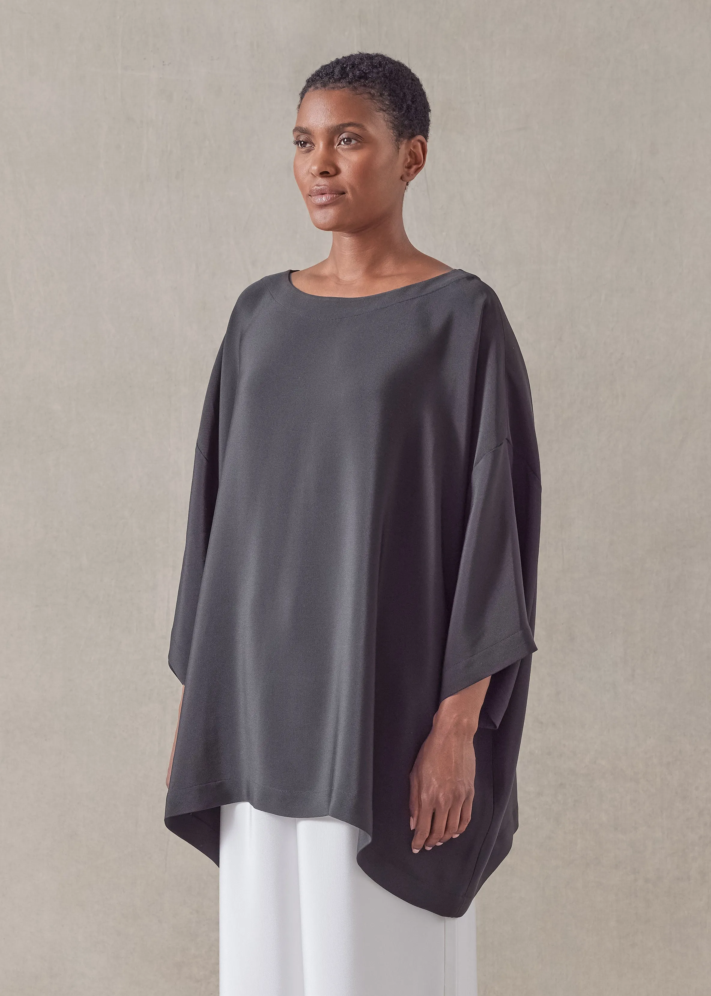 silk 3/4 sleeve bateau neck tunic - long sold by eskandar product image thumbnail 2