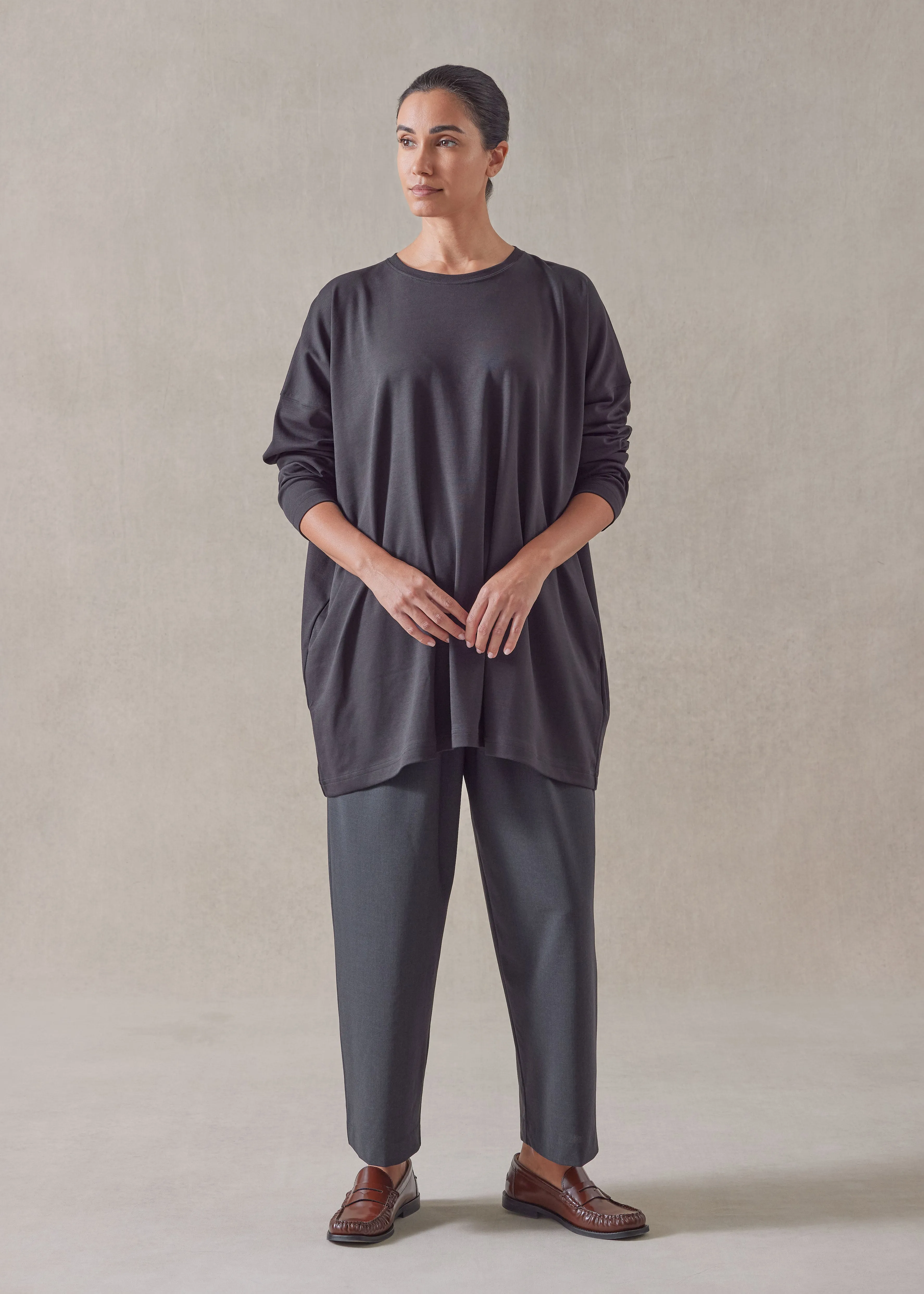 cotton jersey long sleeve boat neck t-shirt - long sold by eskandar