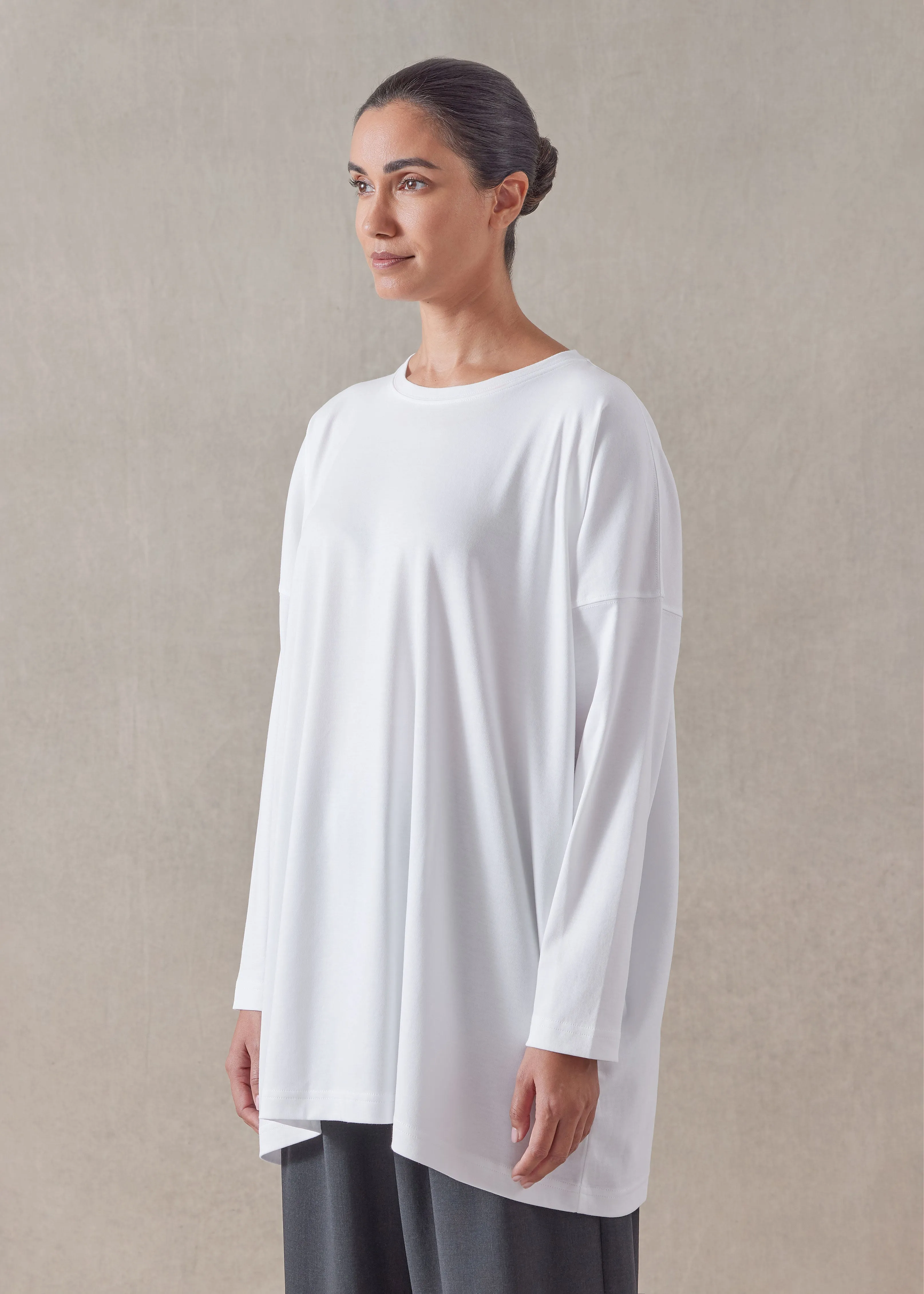 cotton jersey long sleeve boat neck t-shirt - long sold by eskandar product image thumbnail 2