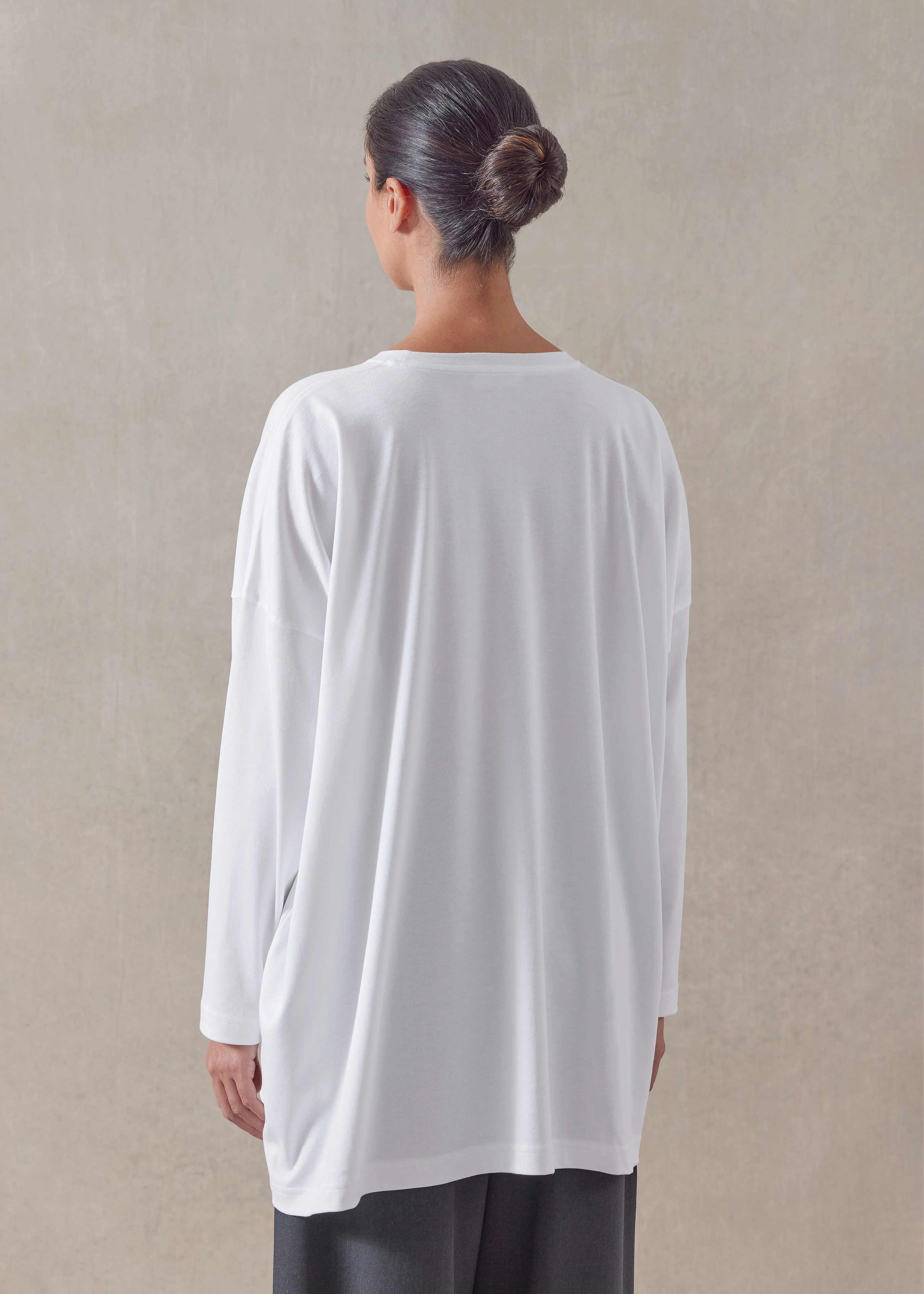 cotton jersey long sleeve boat neck t-shirt - long sold by eskandar product image thumbnail 4