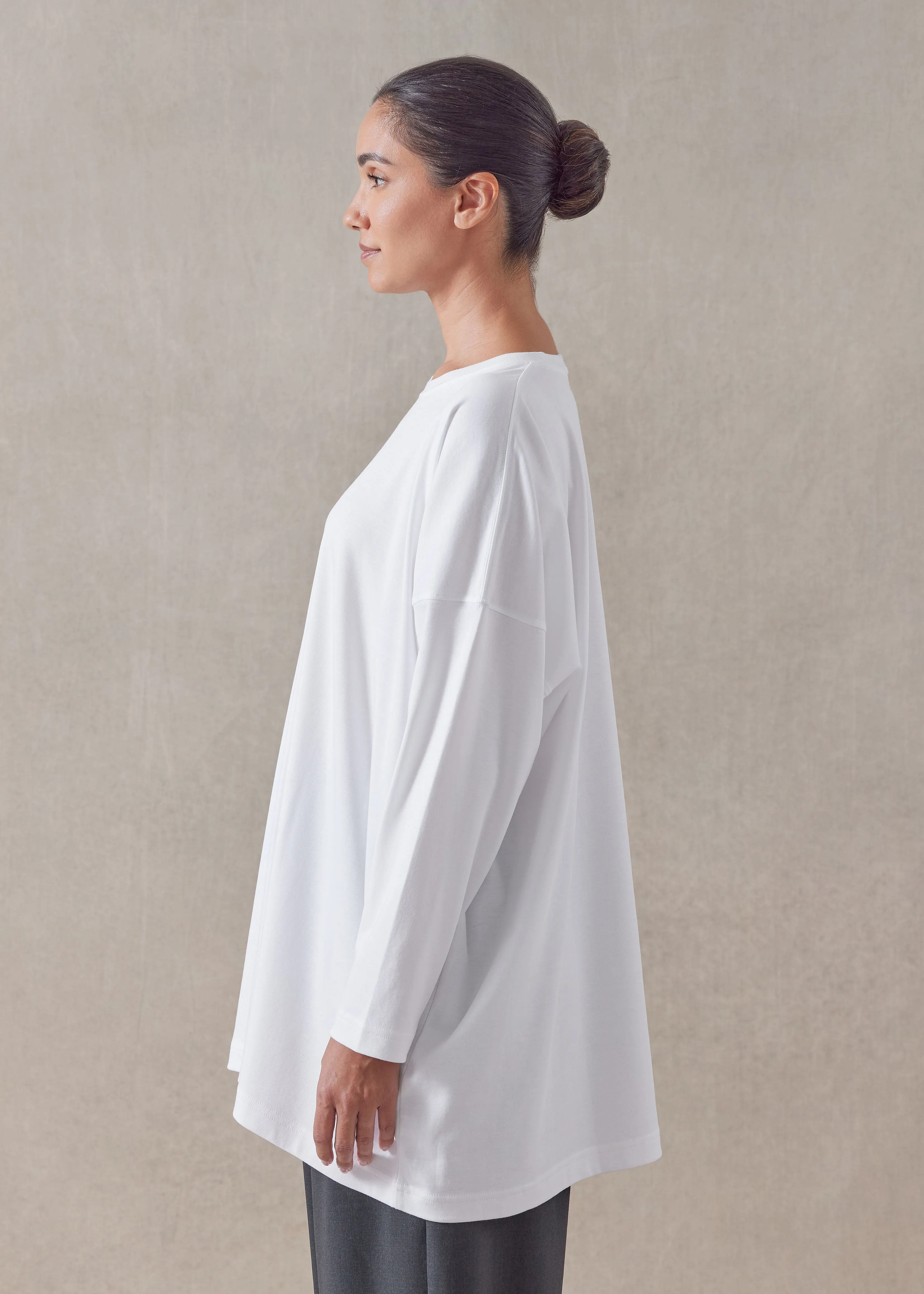 cotton jersey long sleeve boat neck t-shirt - long sold by eskandar product image thumbnail 3