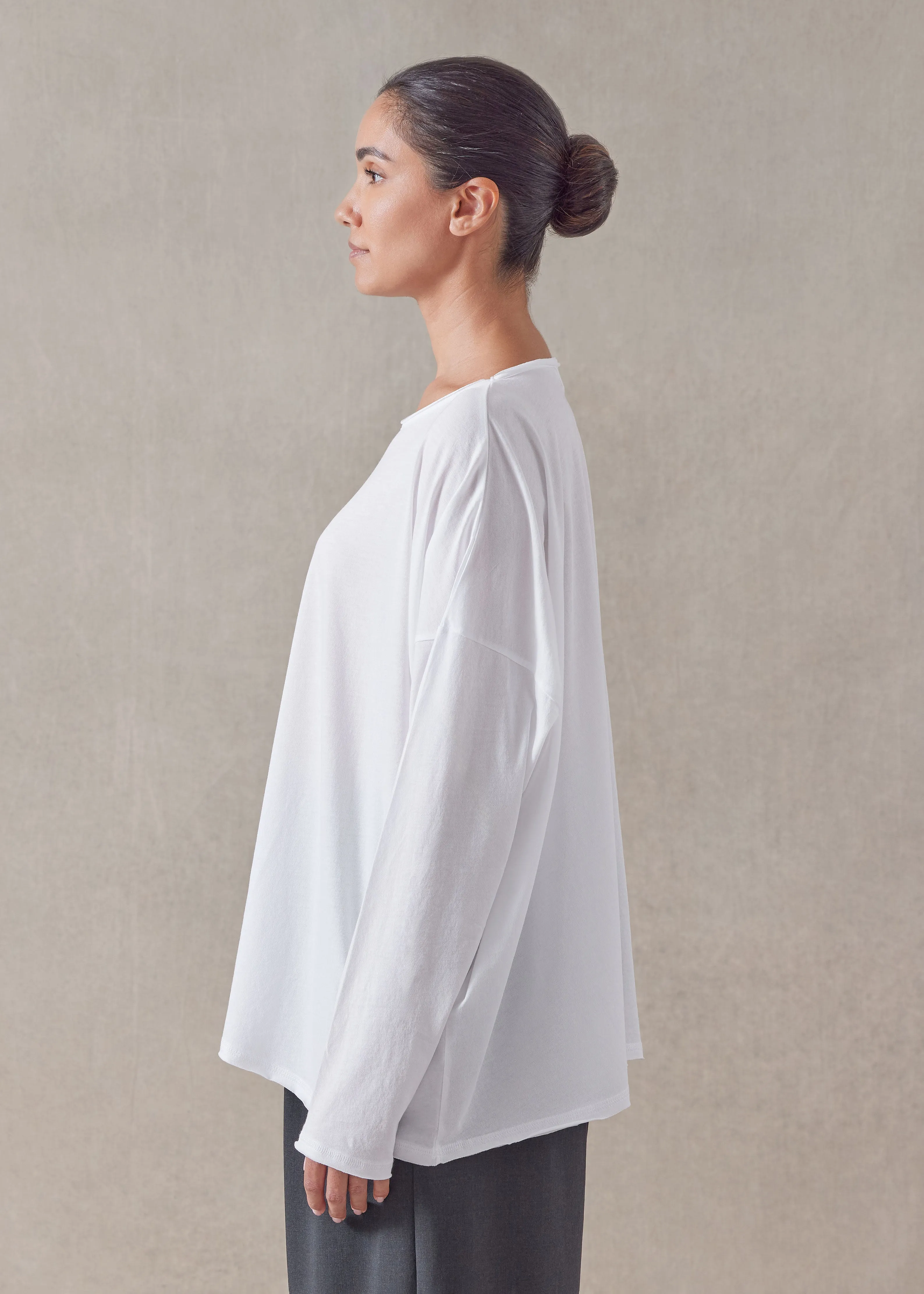 cotton jersey long sleeve double edge scoop neck - mid plus sold by eskandar product image thumbnail 3