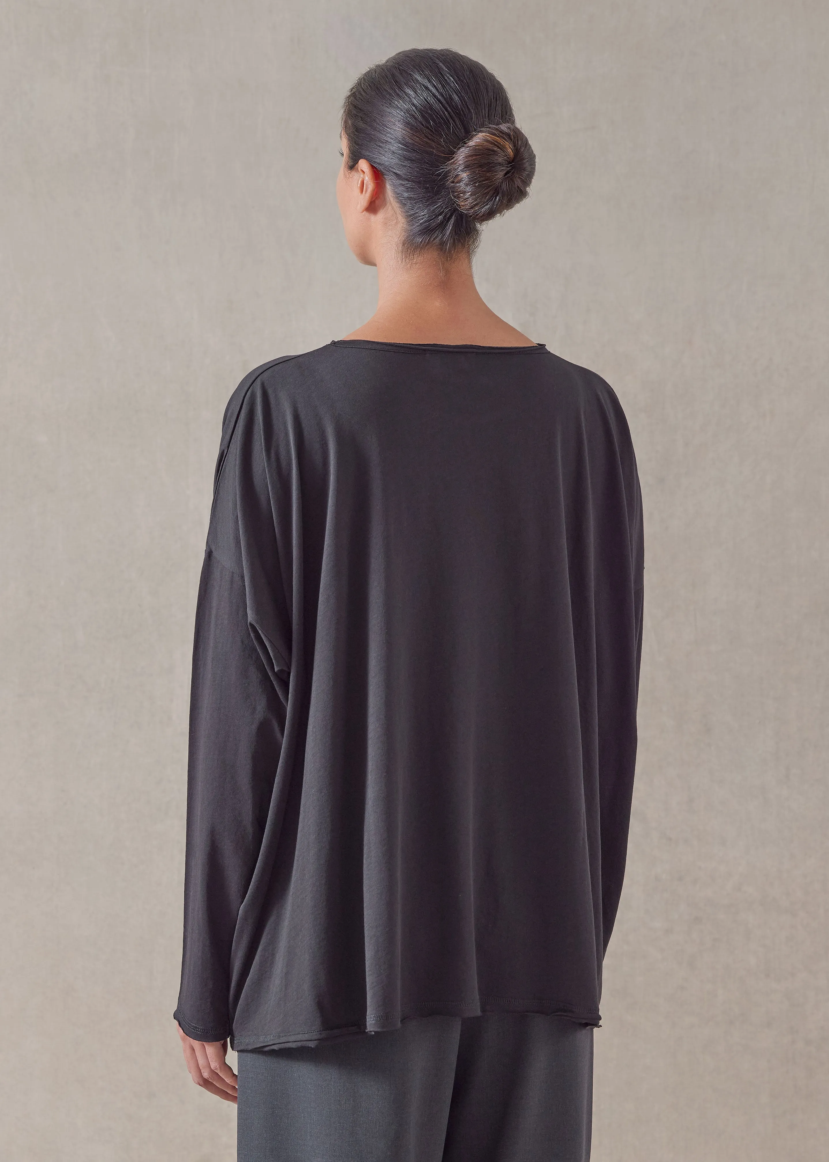 cotton jersey long sleeve double edge scoop neck - mid plus sold by eskandar product image thumbnail 4