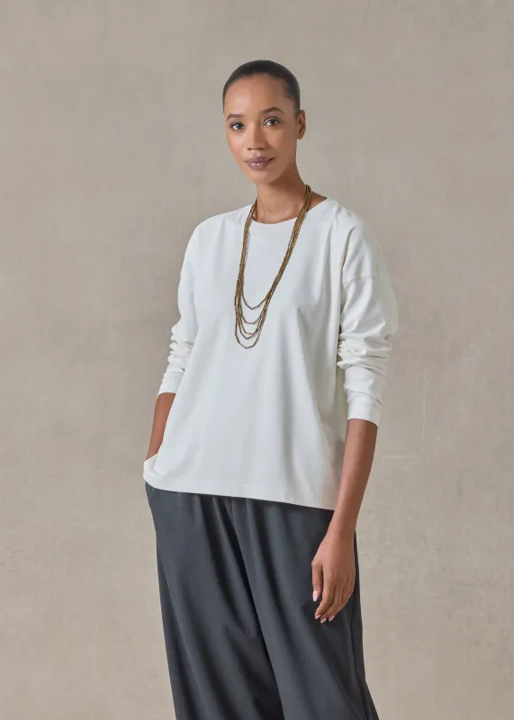 cotton jersey long sleeve smaller round neck - mid (oatpale) sold by eskandar