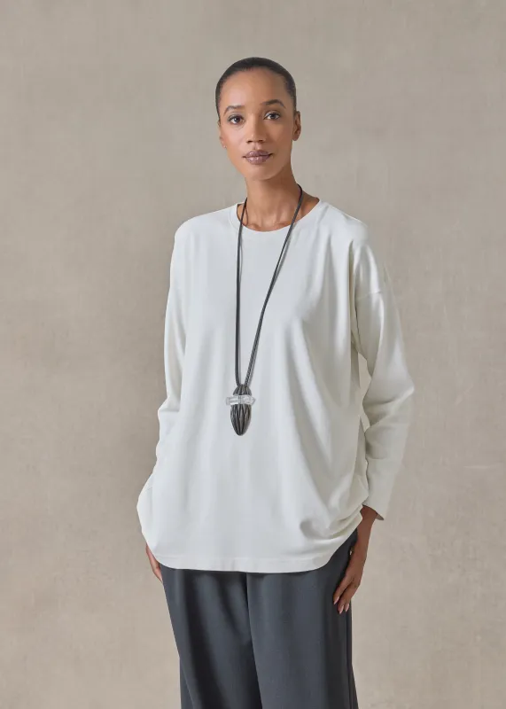 cotton jersey long sleeve smaller round neck - long (oatpale) sold by eskandar