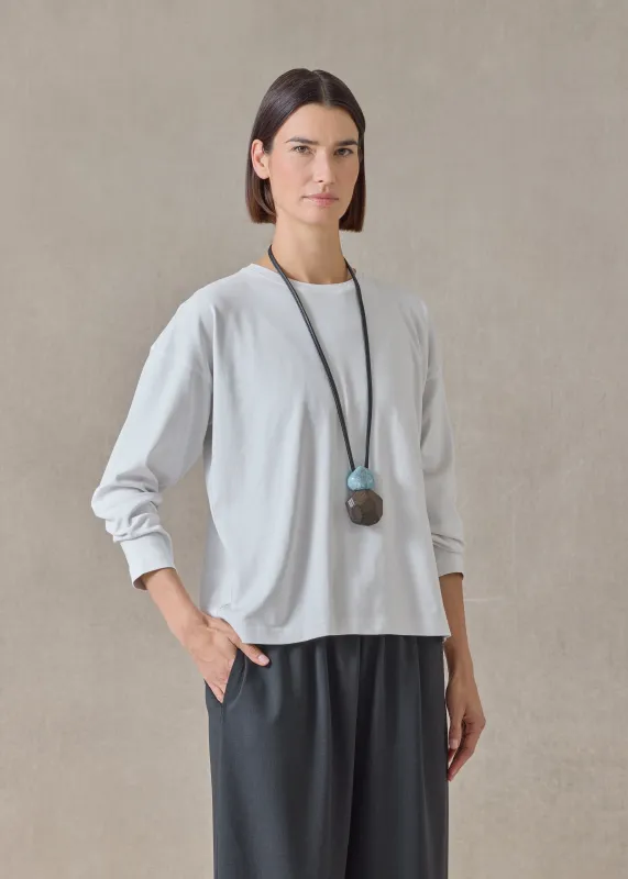 cotton jersey long sleeve smaller round neck - mid (silversoft) sold by eskandar