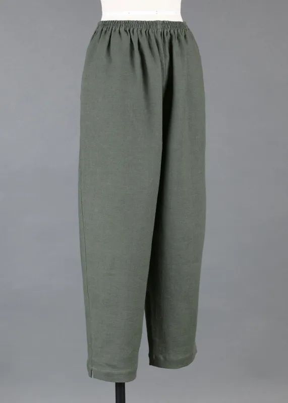 linen longer japanese trouser with ankle slits sold by eskandar