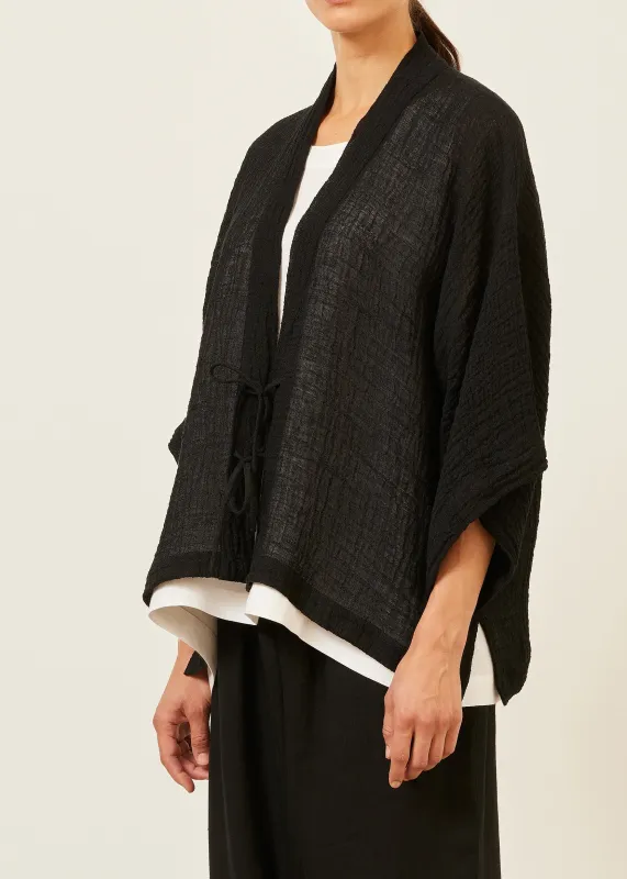 linen guaze mix shanghai jacket - mid (black) sold by eskandar